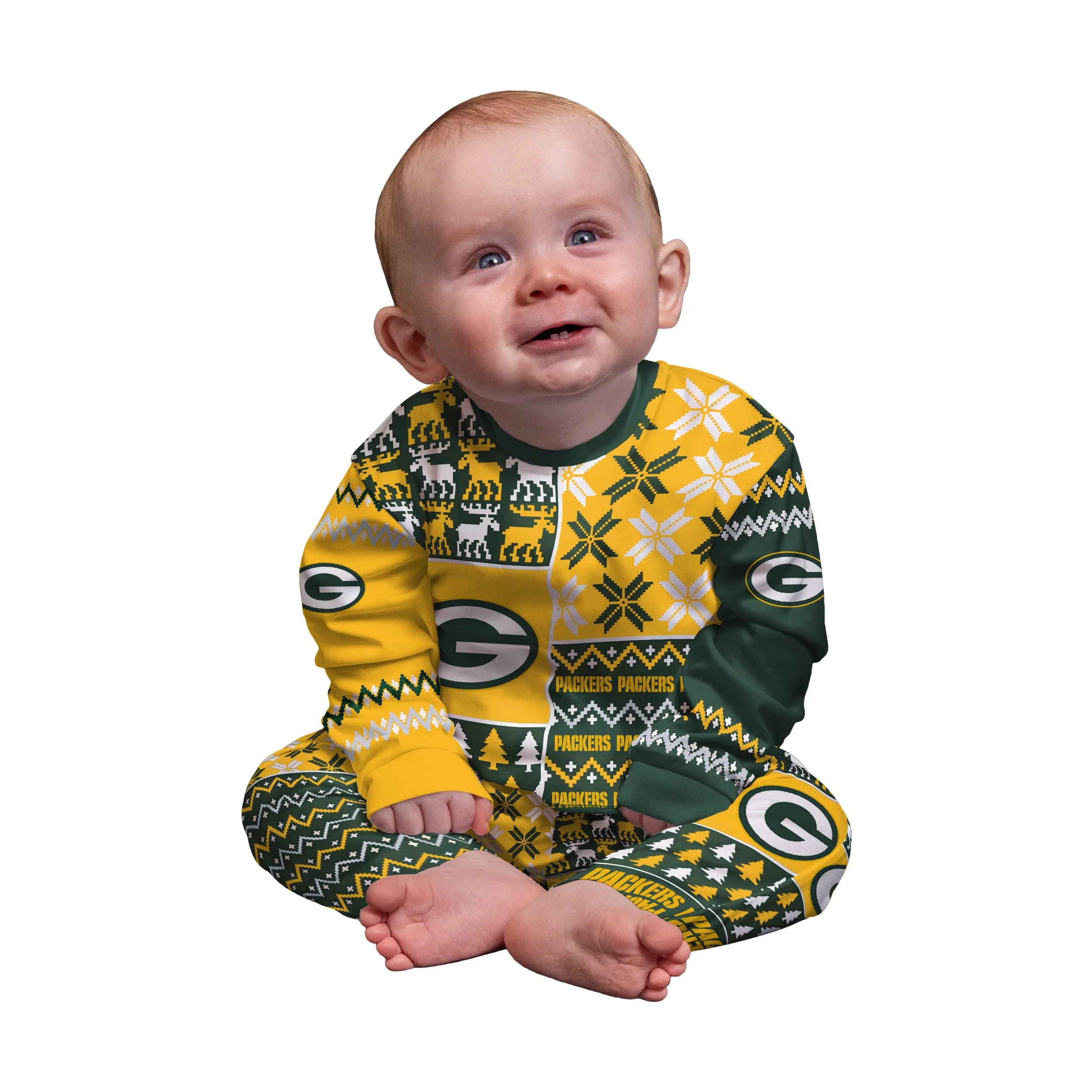 Green Bay Packers NFL Busy Block Family Holiday Pajamas - Image 2