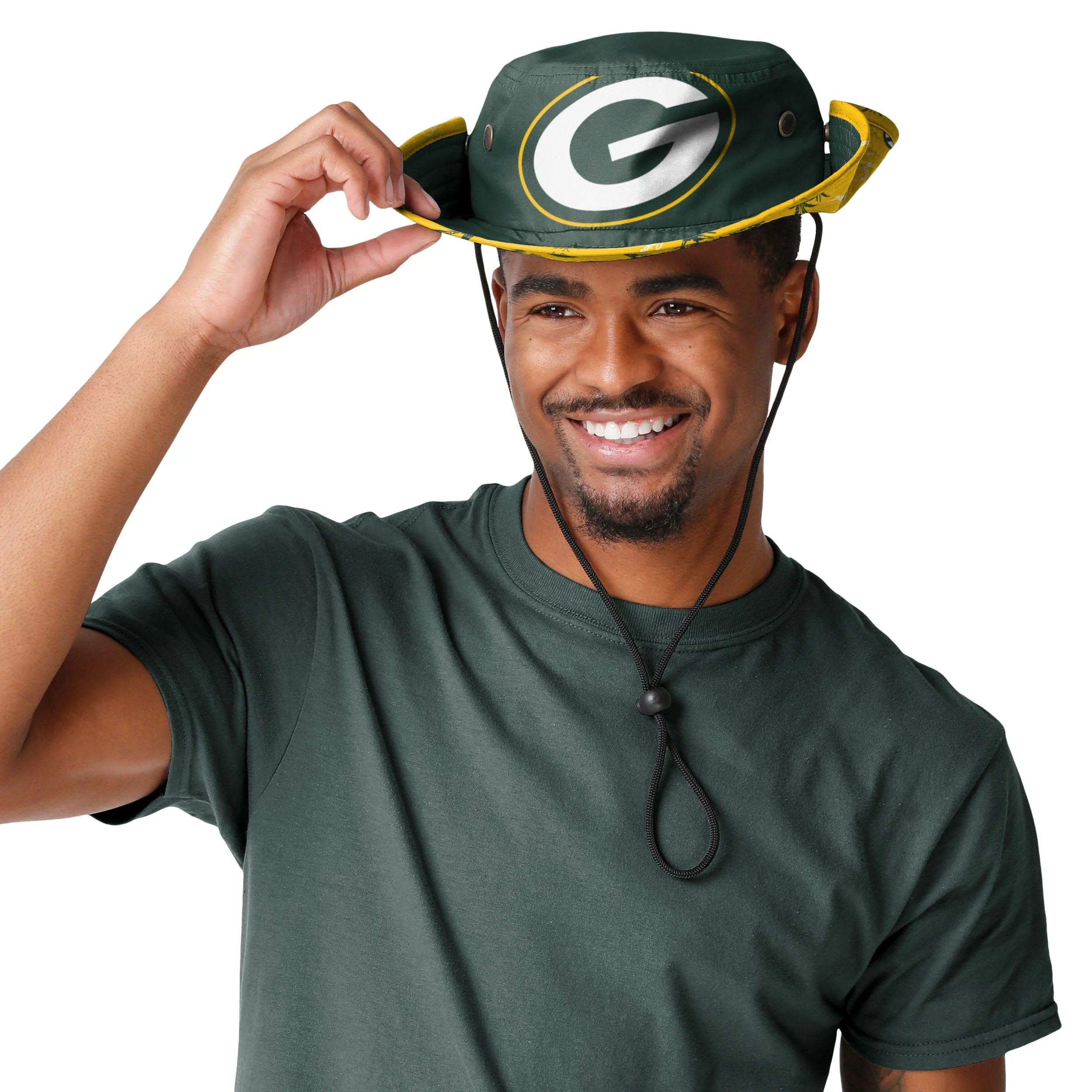 Green Bay Packers NFL Cropped Big Logo Hybrid Boonie Hat - Image 3