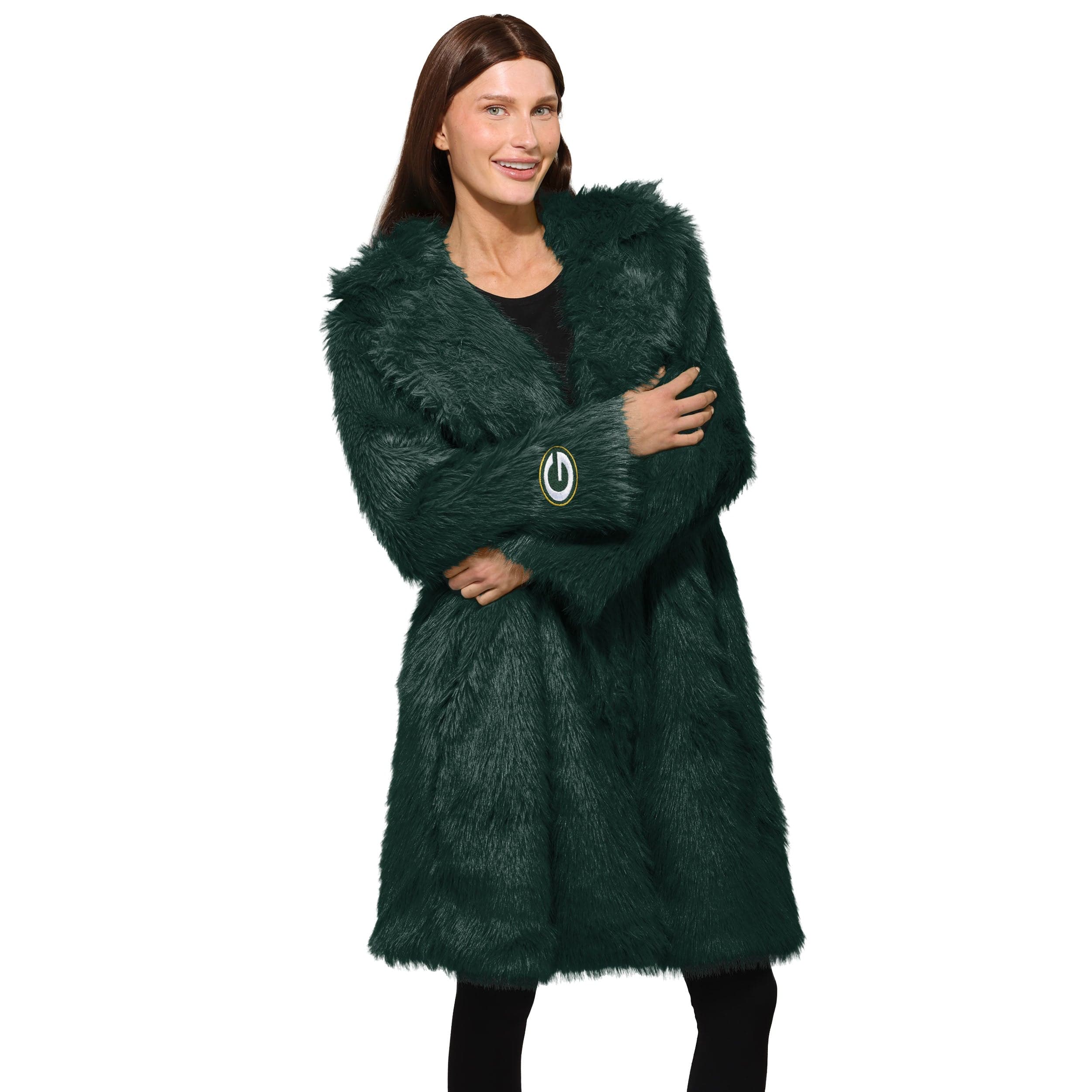 Green Bay Packers NFL Faux Fur Long Jacket - Image 2