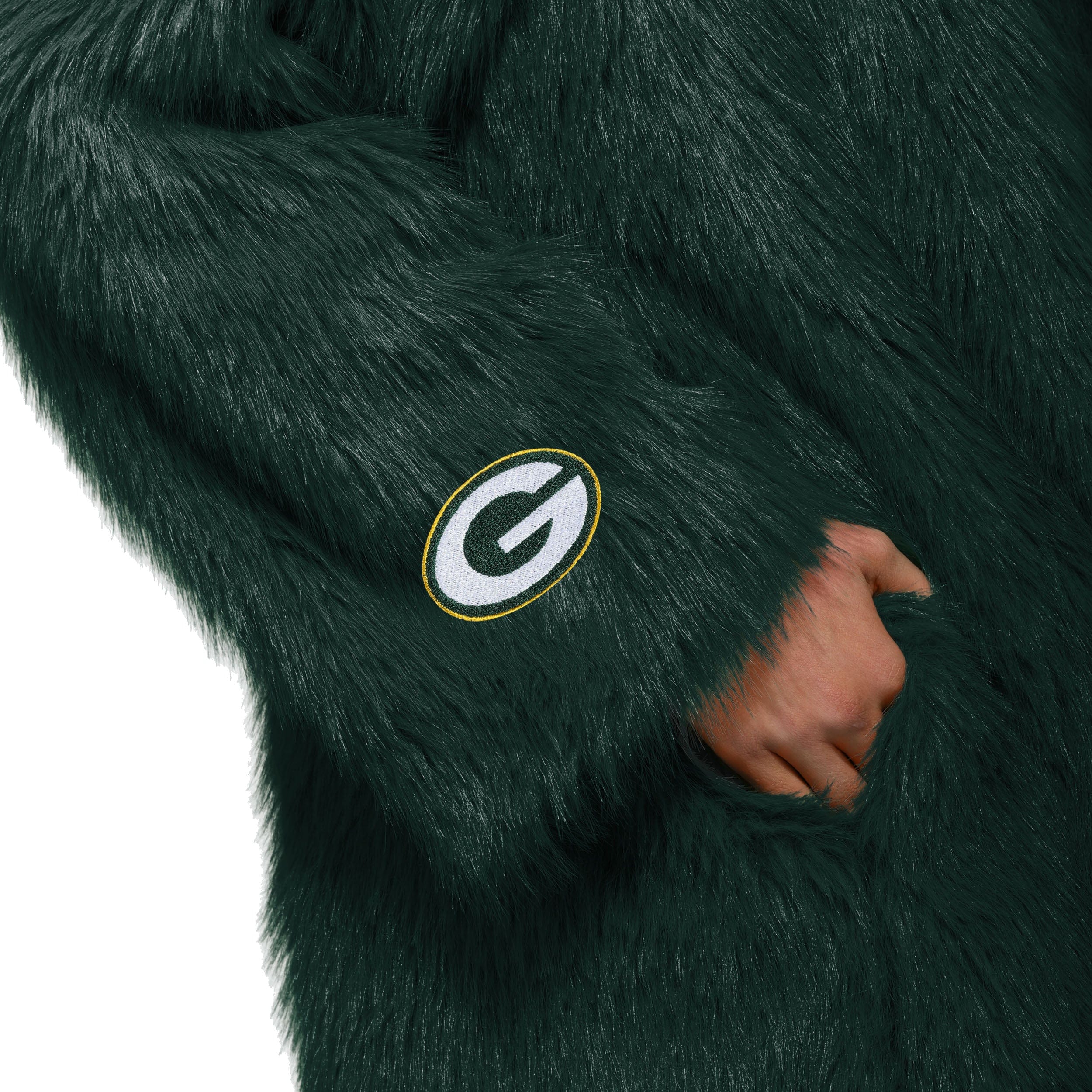 Green Bay Packers NFL Faux Fur Long Jacket - Image 3