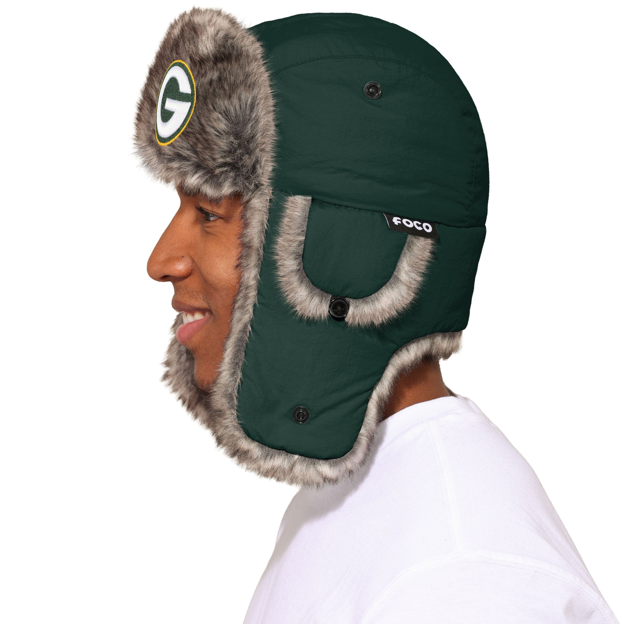 Green Bay Packers NFL Faux Fur Trapper Hat - Image 2