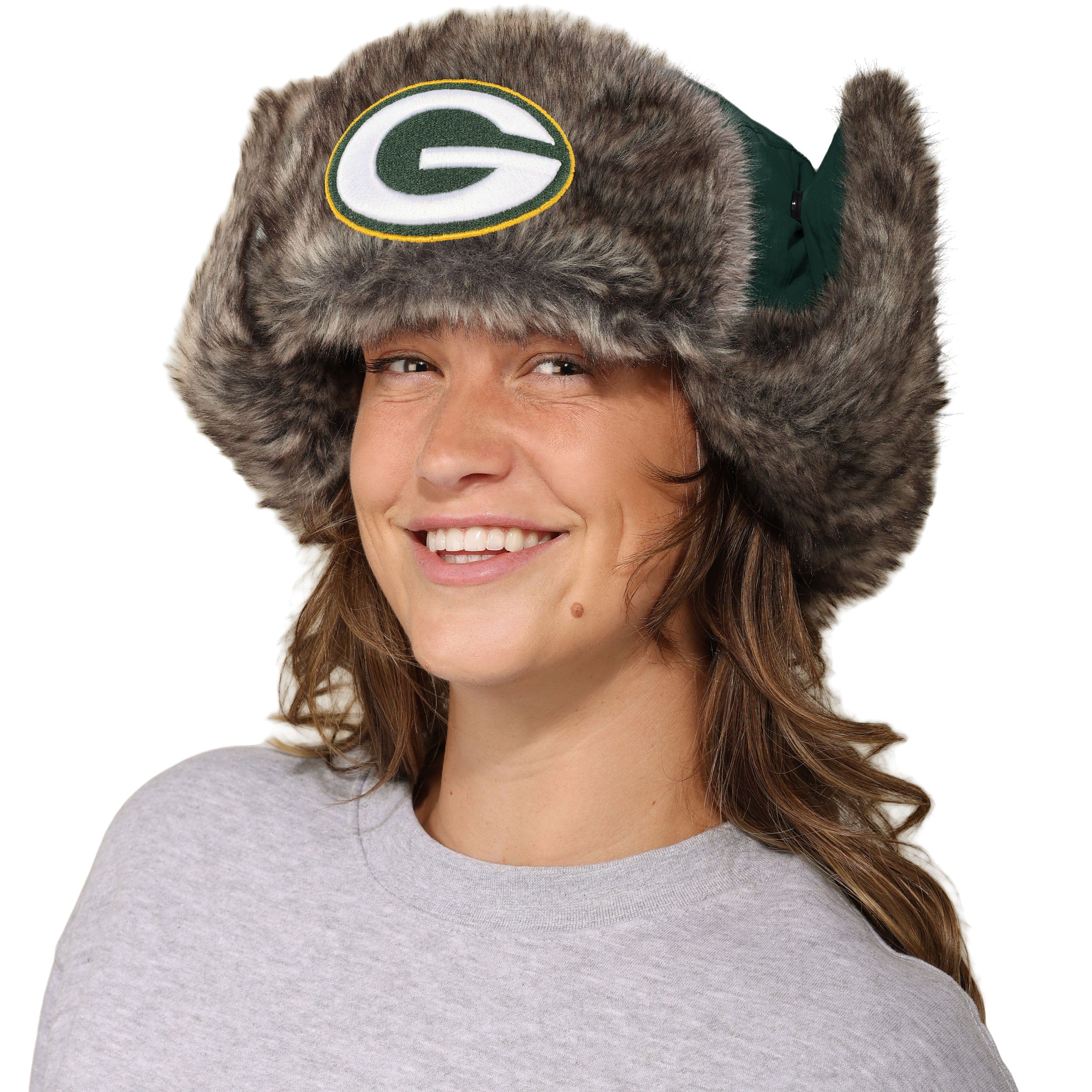 Green Bay Packers NFL Faux Fur Trapper Hat - Image 3