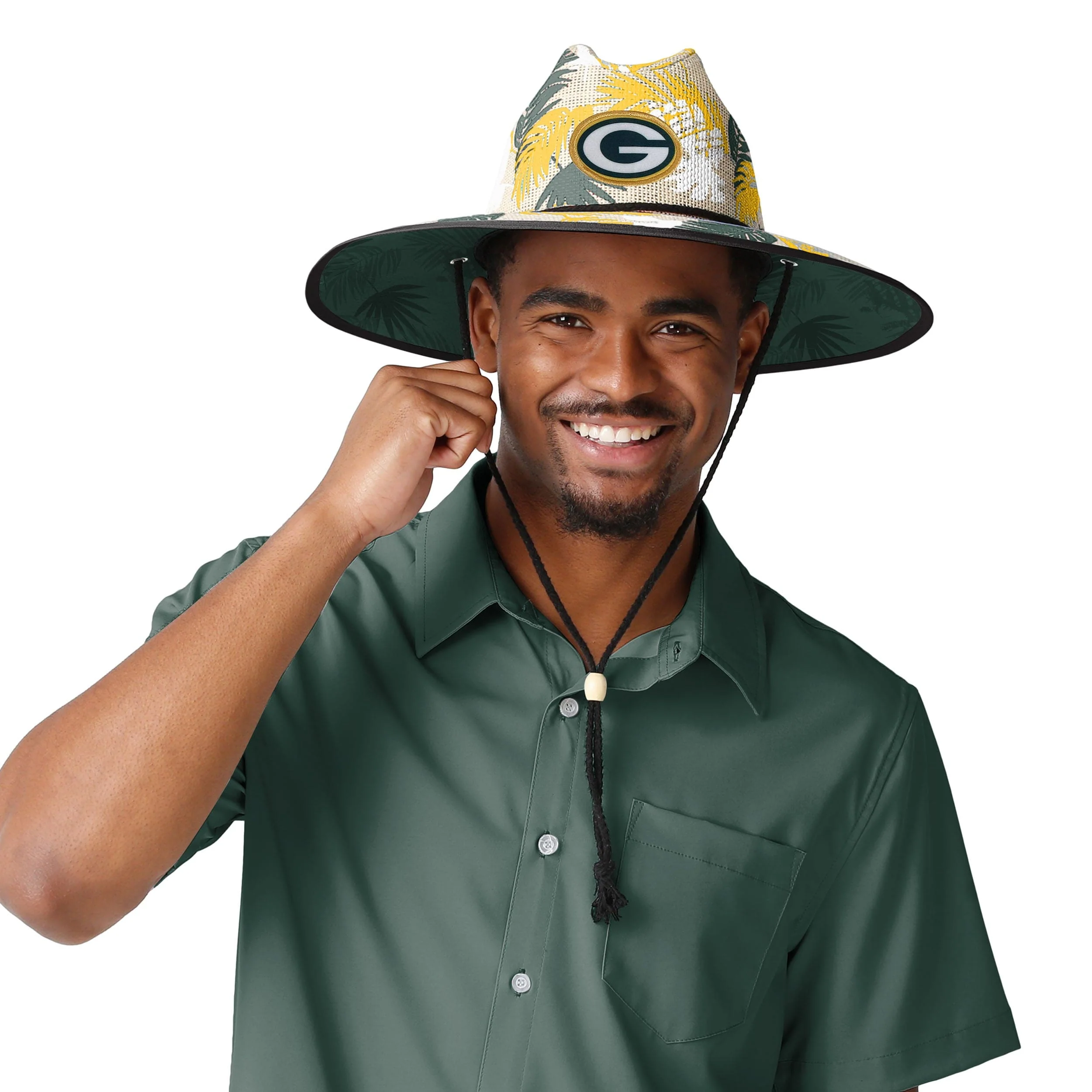 Green Bay Packers NFL Floral Printed Straw Hat - Image 2