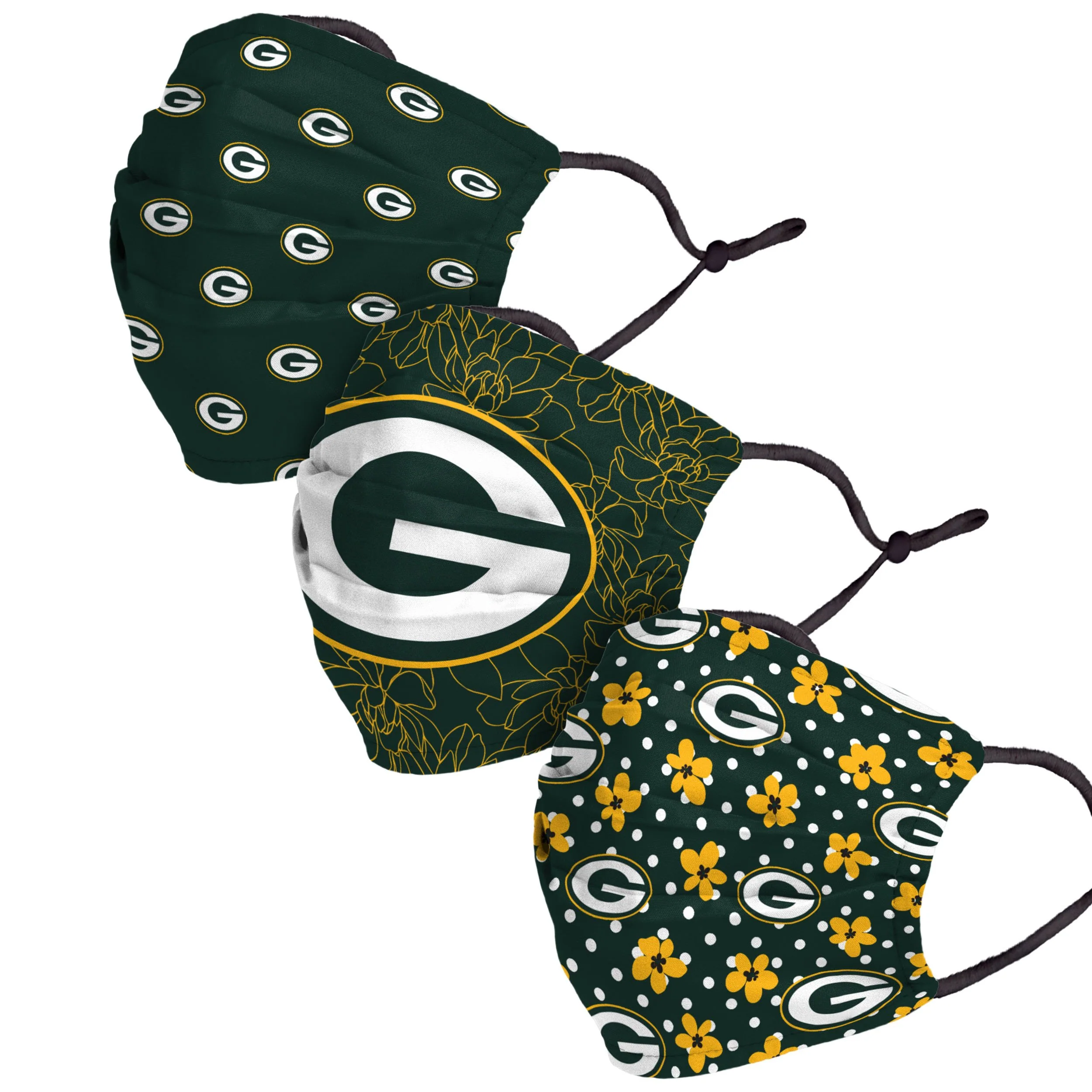 Green Bay Packers NFL Gameday Gardener 3 Pack Face Cover - Image 2