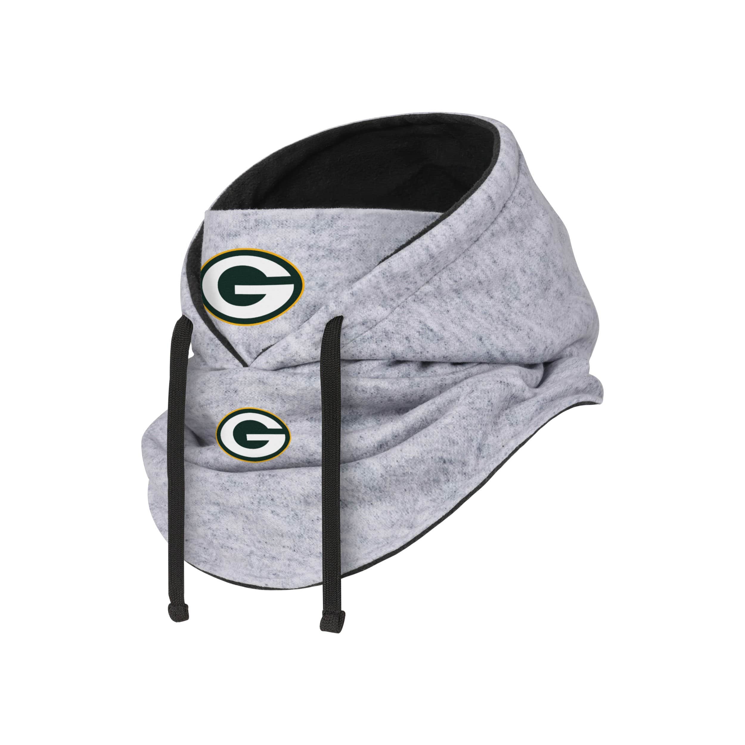 Green Bay Packers NFL Heather Gray Drawstring Hooded Gaiter Scarf - Image 2