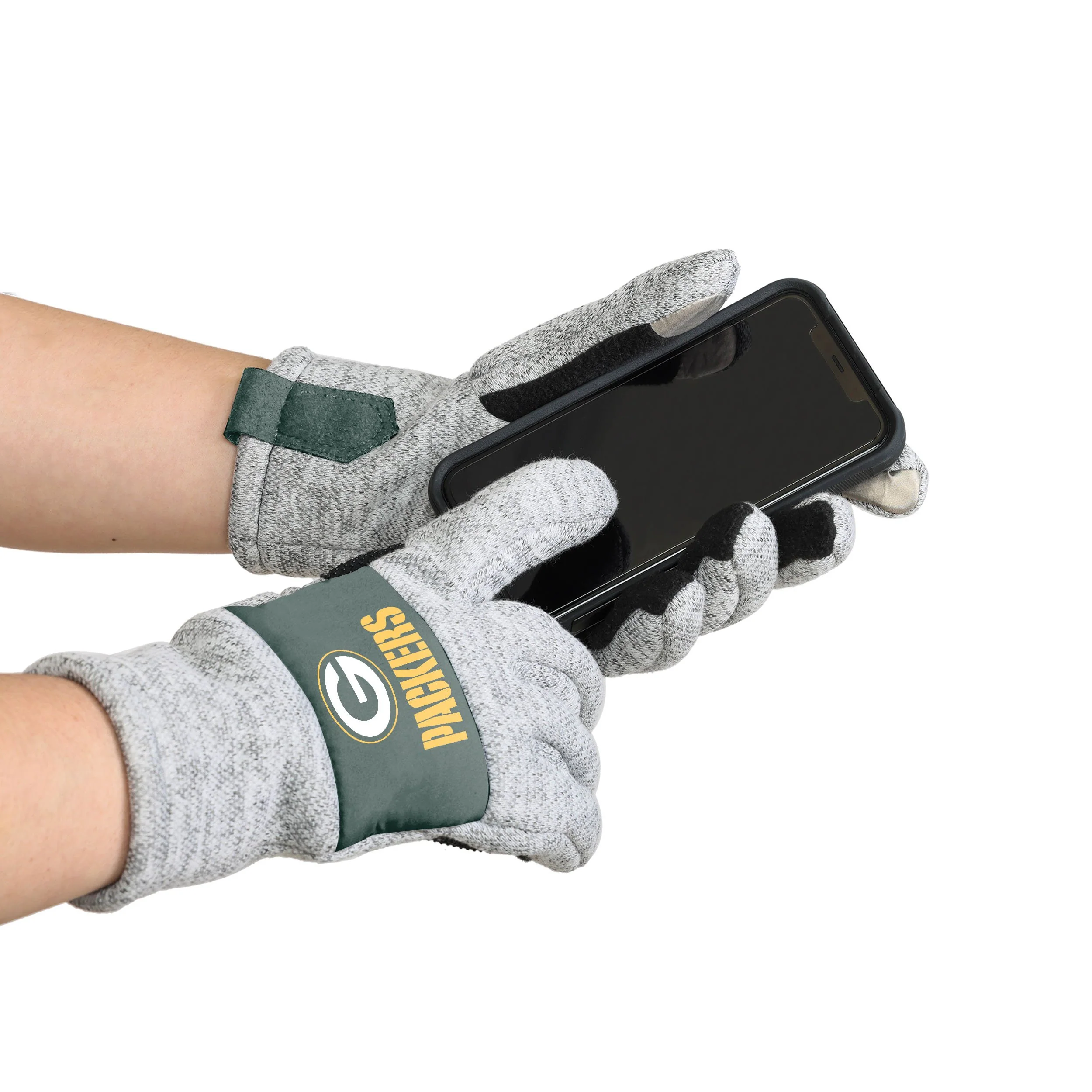 Green Bay Packers NFL Heather Grey Insulated Gloves - Image 2