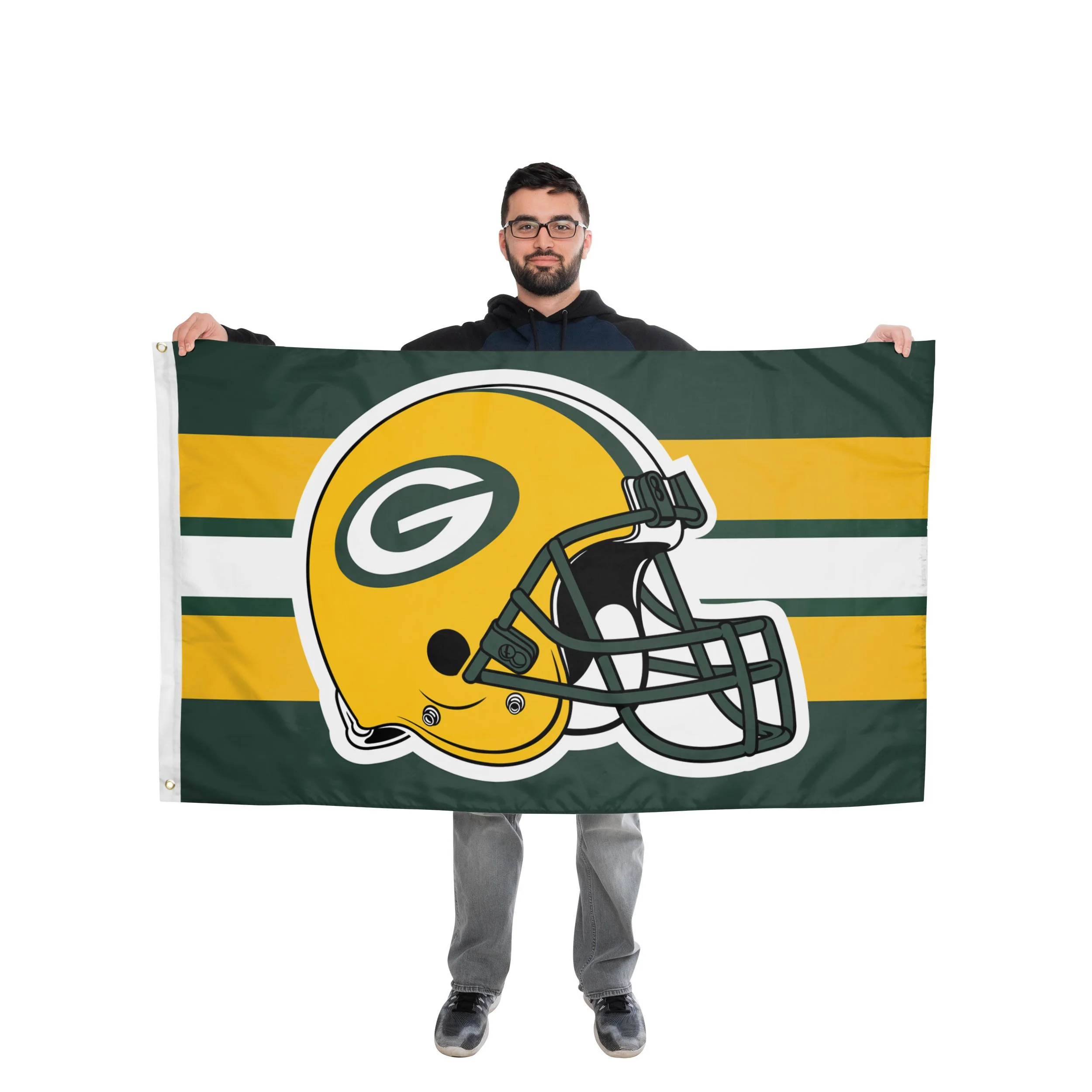Green Bay Packers NFL Helmet Horizontal Flag - Image 2