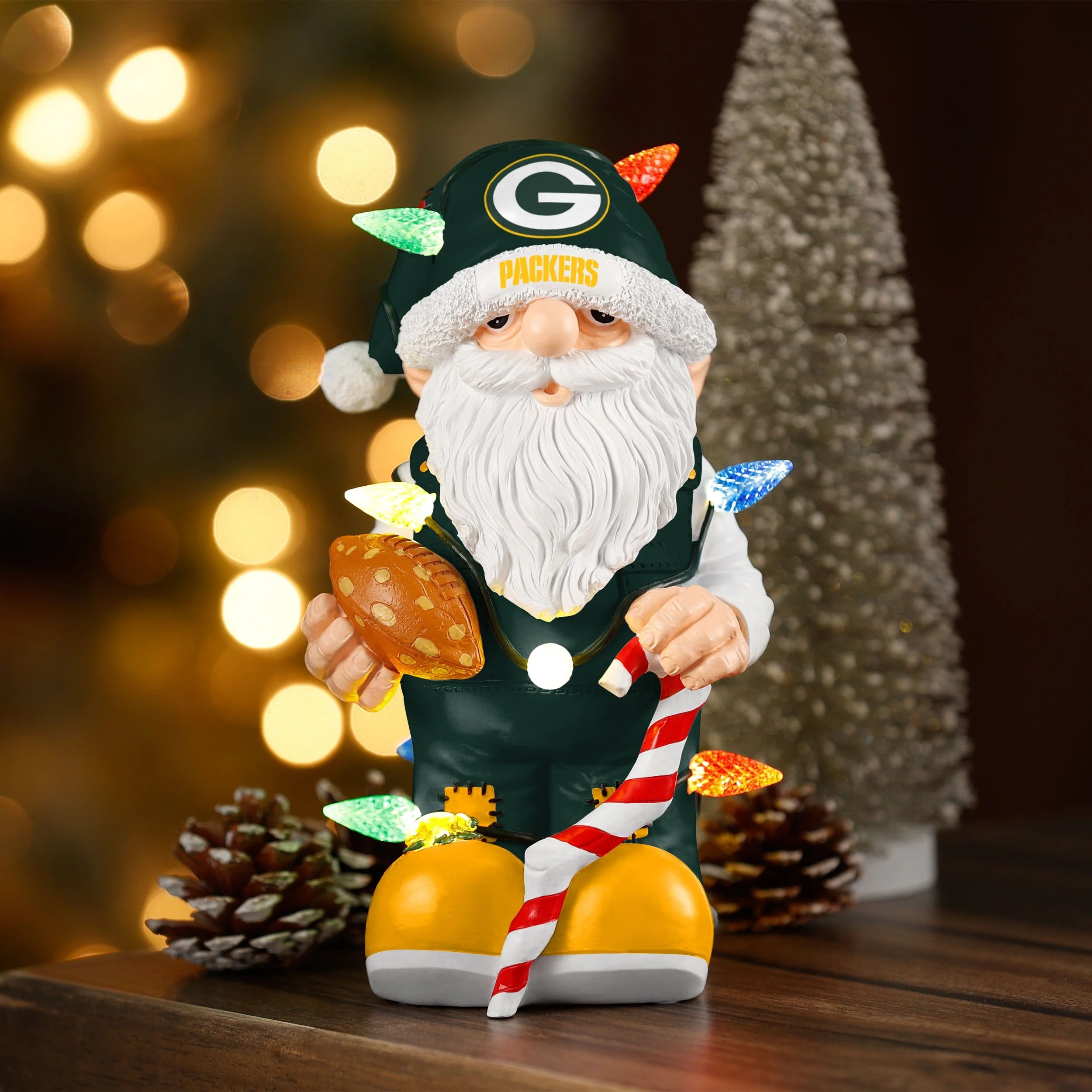 Green Bay Packers NFL Light Up Holiday Gnome - Image 2