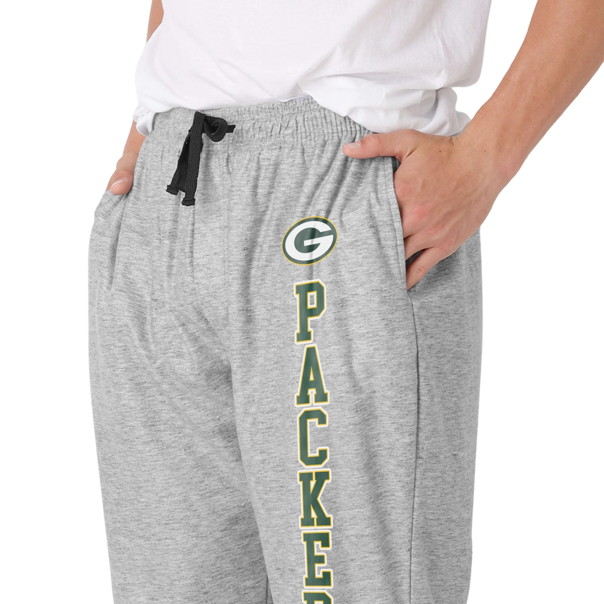 Green Bay Packers NFL Mens Athletic Gray Lounge Pants - Image 3