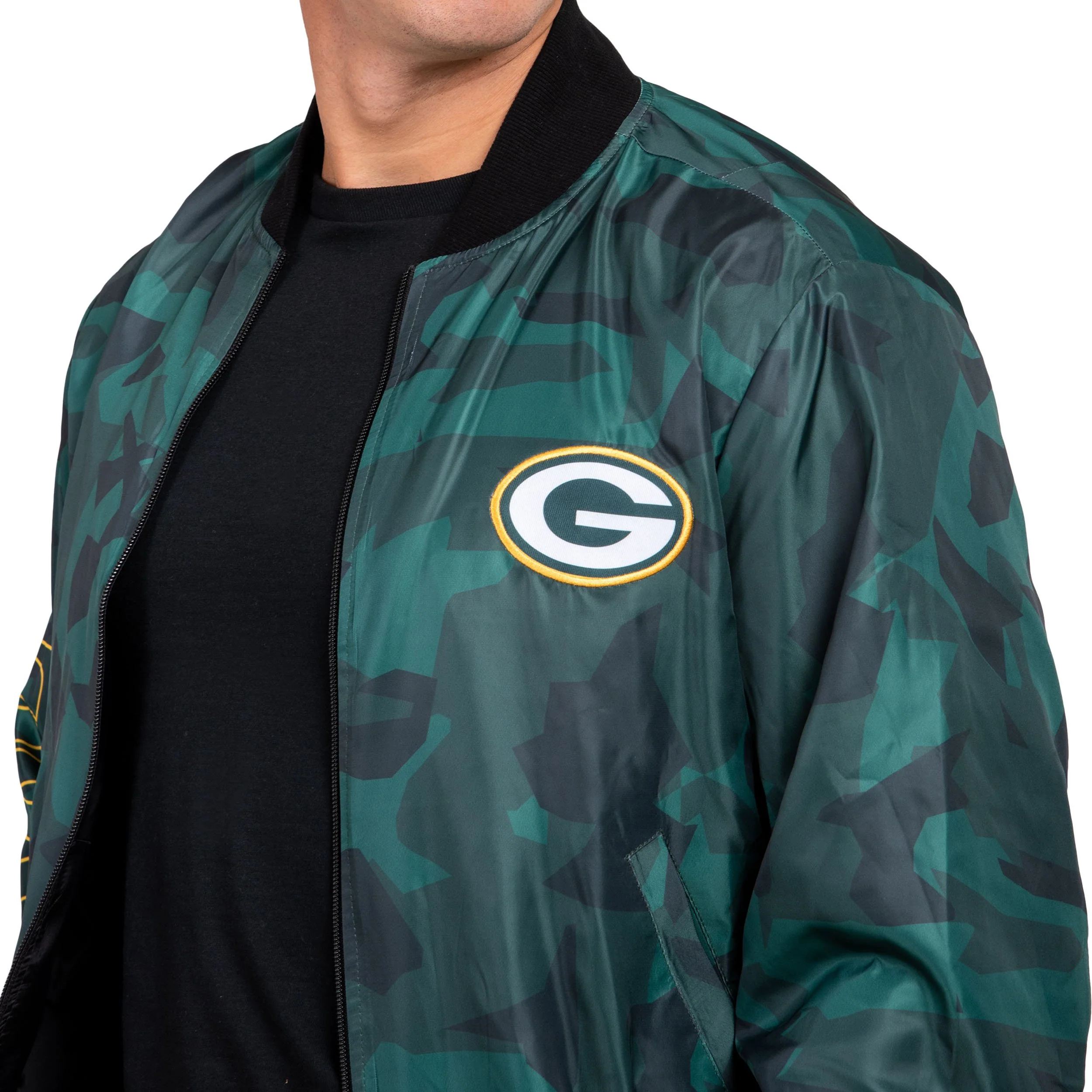 Green Bay Packers NFL Mens Camo Bomber Jacket - Image 3