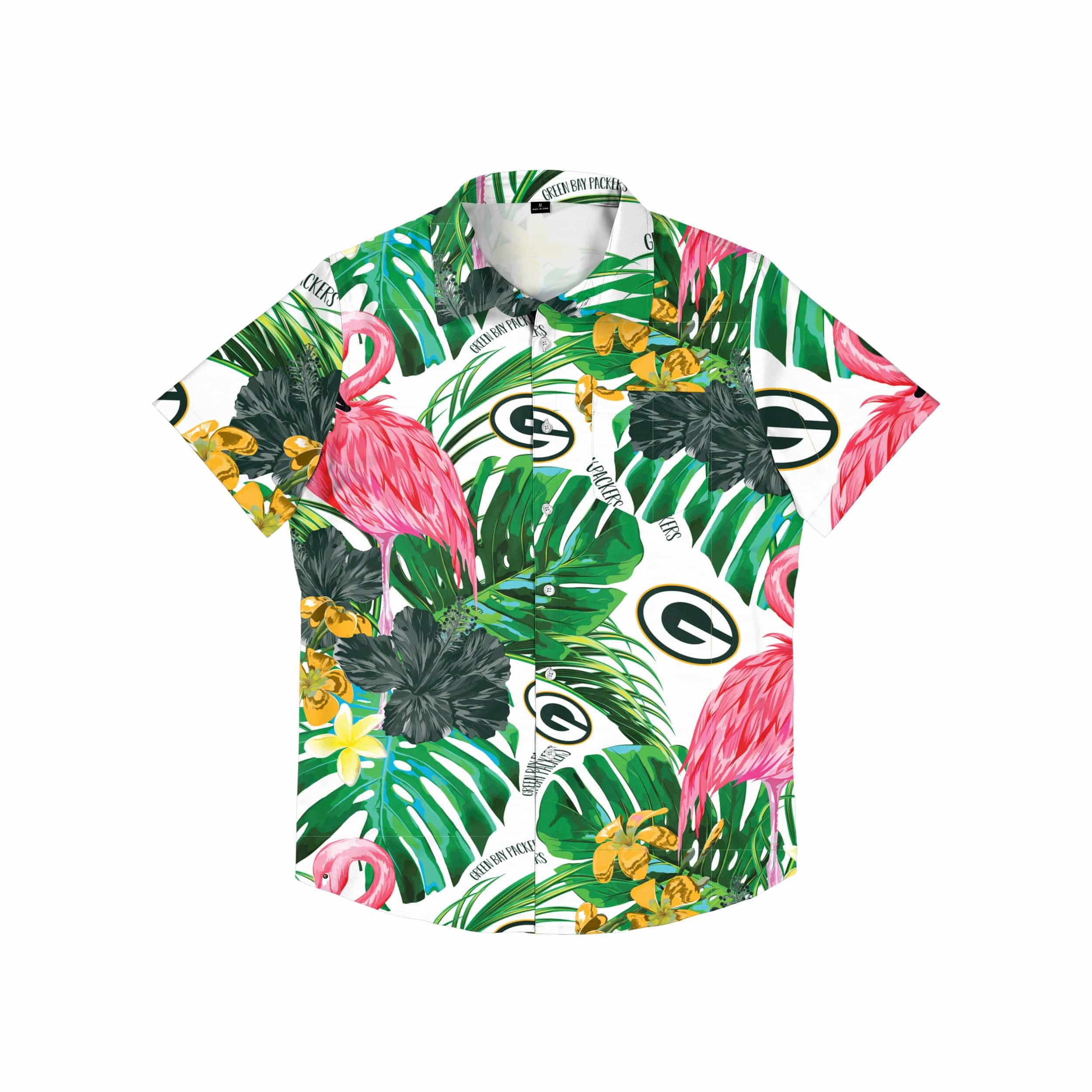 Green Bay Packers NFL Mens Flamingo Button Up Shirt