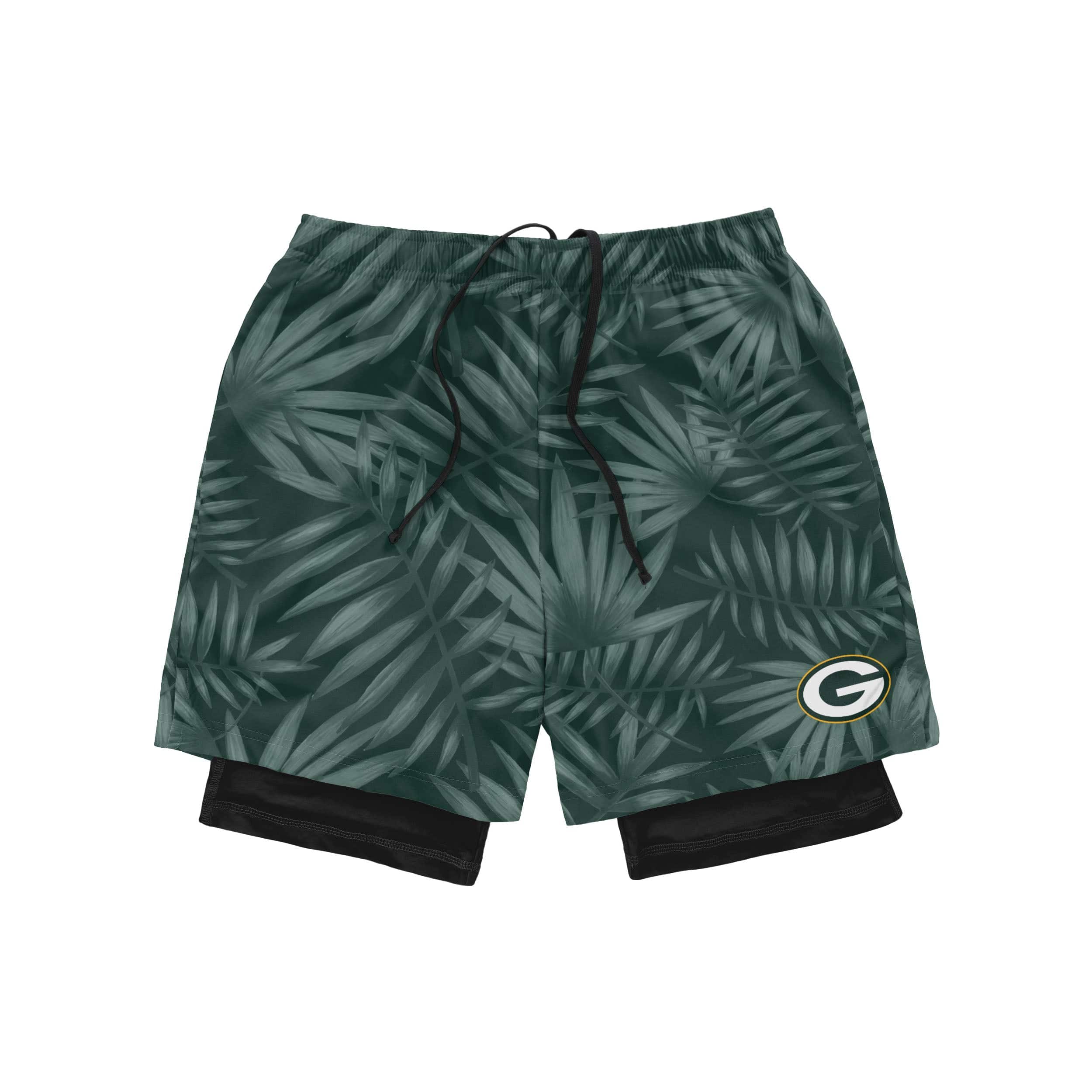 Green Bay Packers NFL Mens Floral Black Liner Shorts - Image 4
