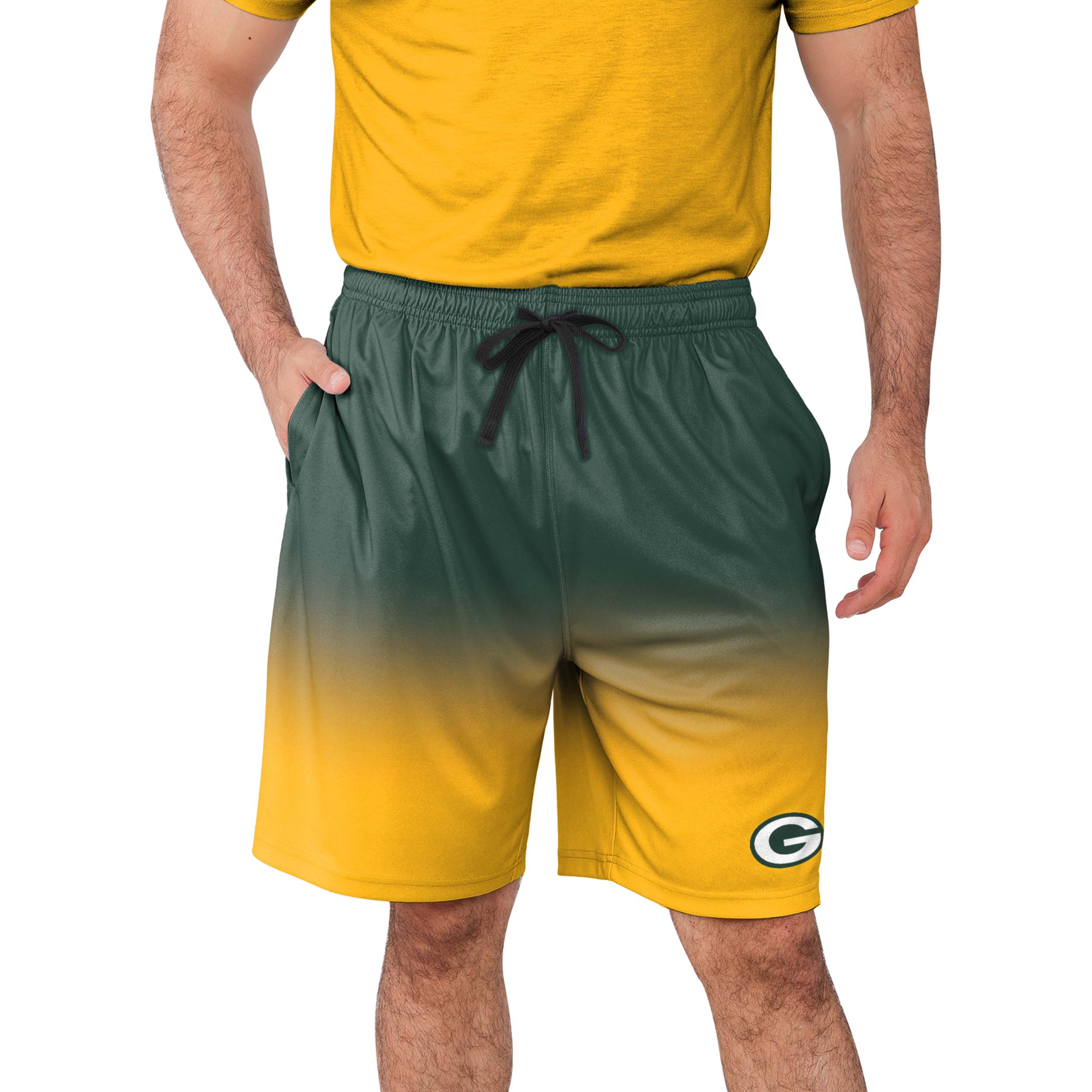 Green Bay Packers NFL Mens Game Ready Gradient Training Shorts - Image 2