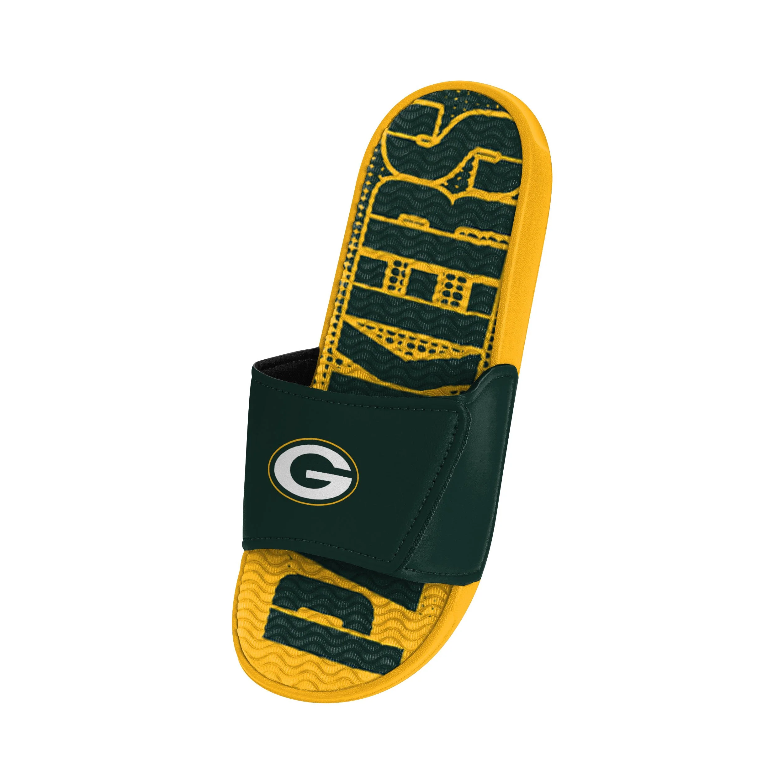 Green Bay Packers NFL Mens Gradient Wordmark Gel Slide - Image 3