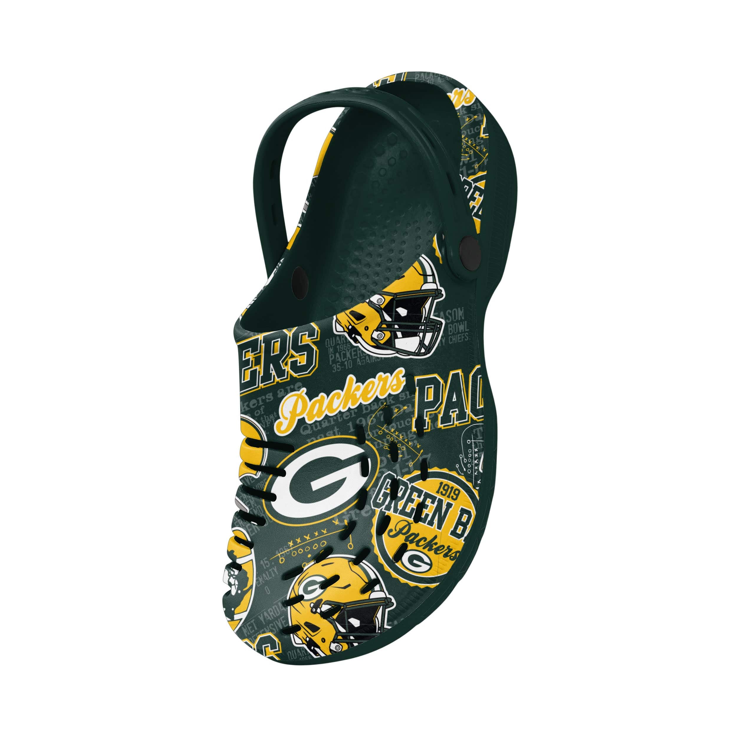 Green Bay Packers NFL Mens Historic Print Clog With Strap - Image 3