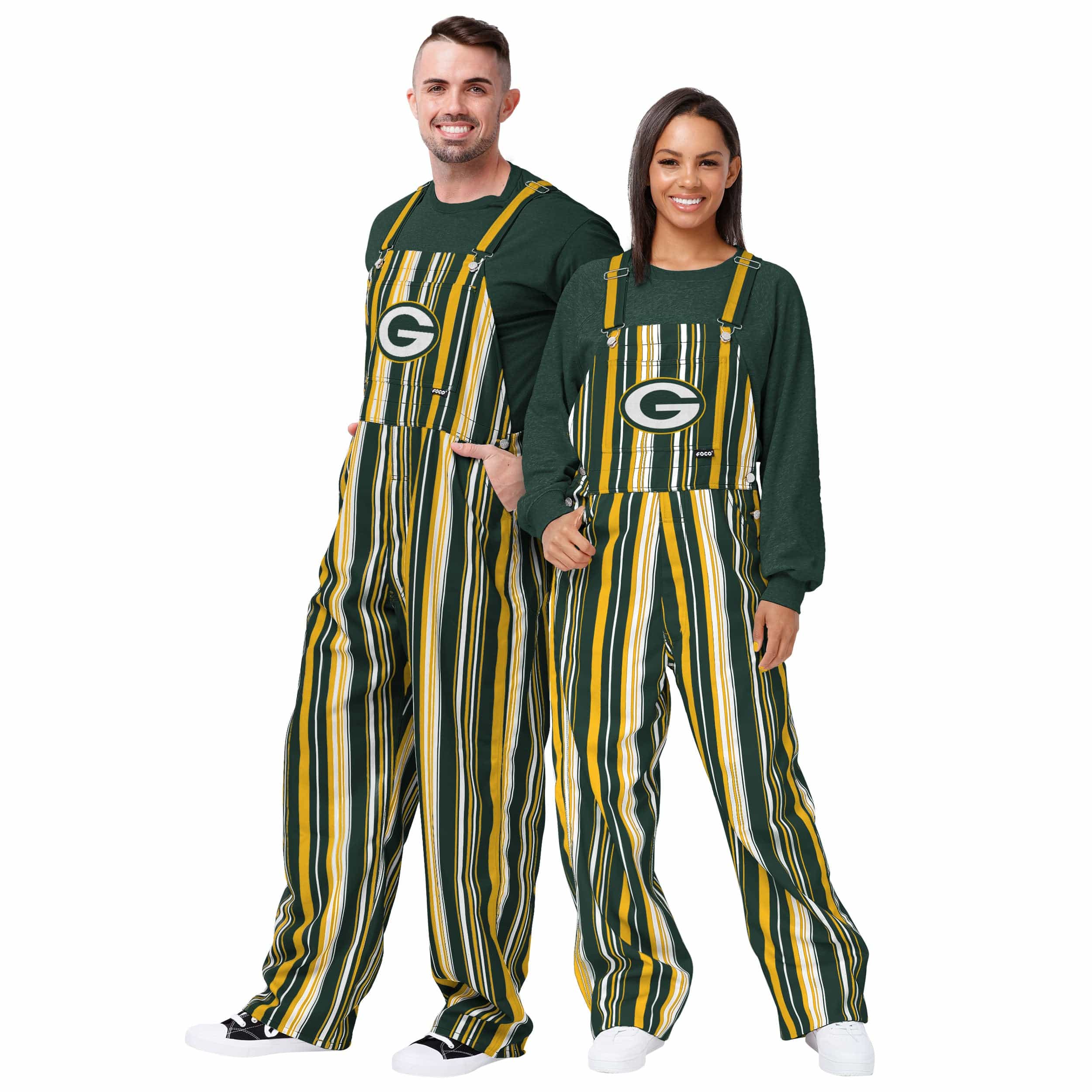 Green Bay Packers NFL Mens Hyper Stripe Bib Overalls - Image 3