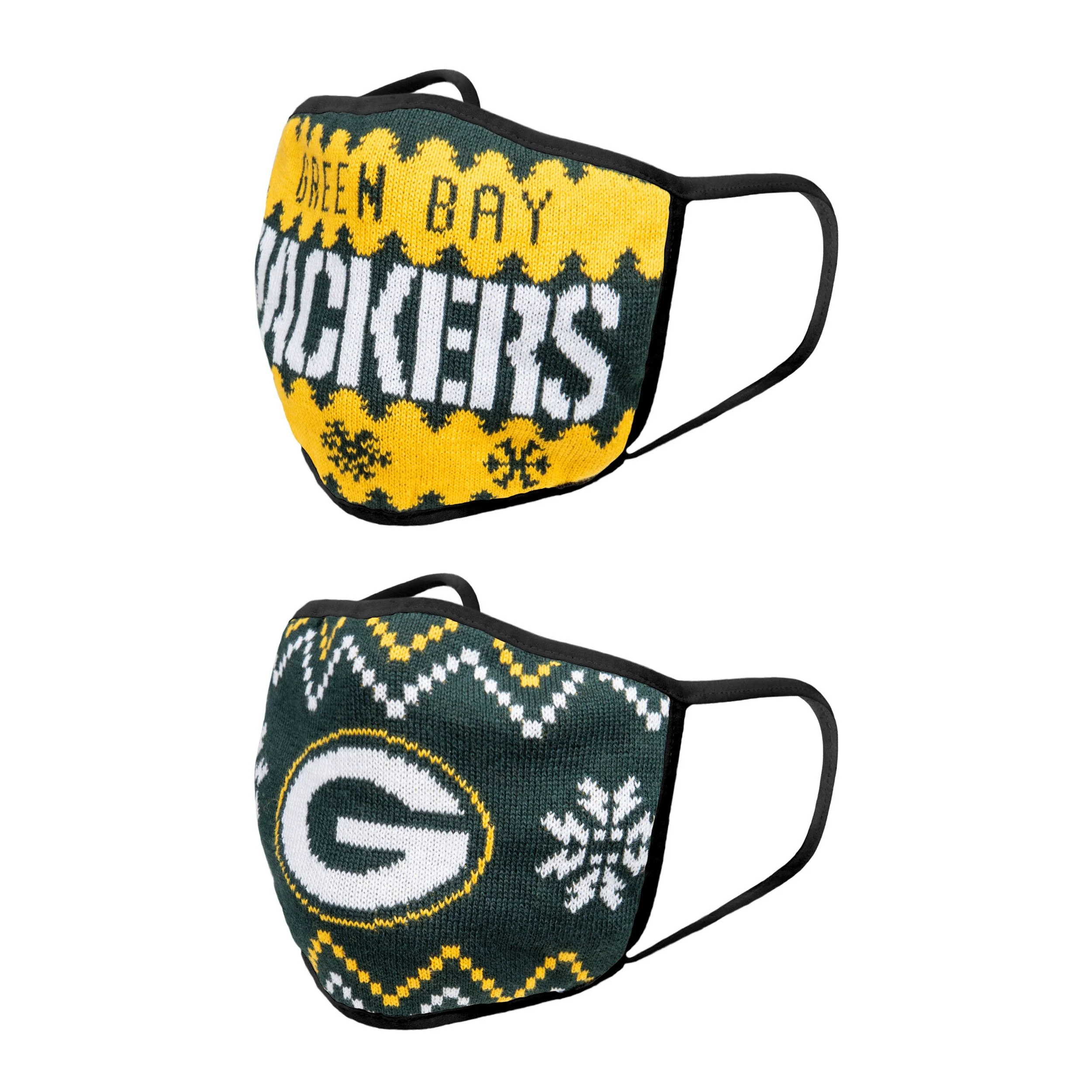 Green Bay Packers NFL Mens Knit 2 Pack Face Cover - Image 2