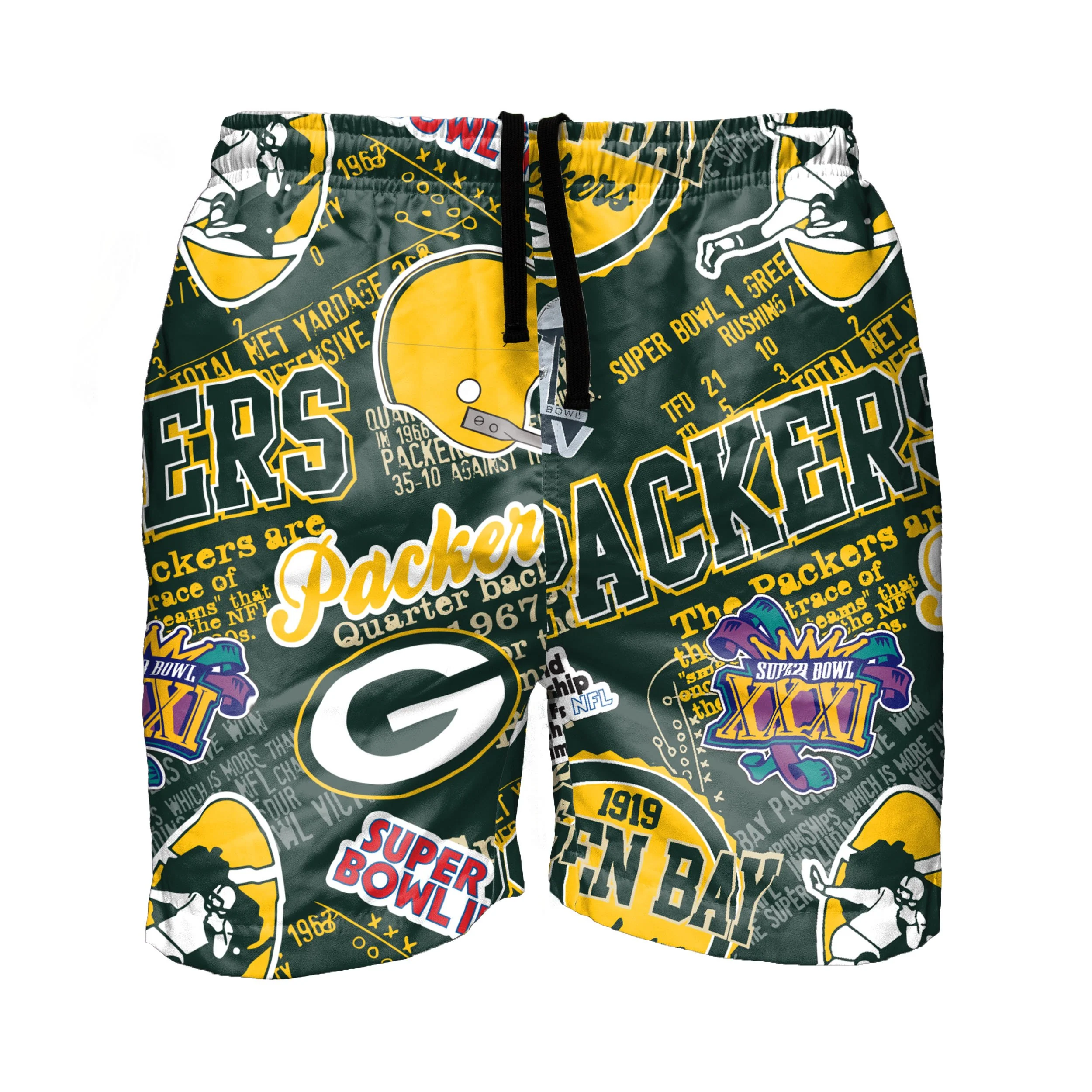 Green Bay Packers NFL Mens Logo Rush Swimming Trunks