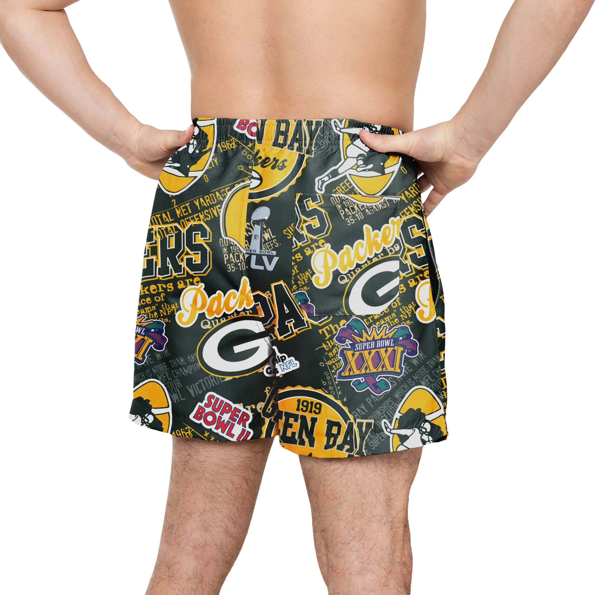Green Bay Packers NFL Mens Logo Rush Swimming Trunks - Image 3