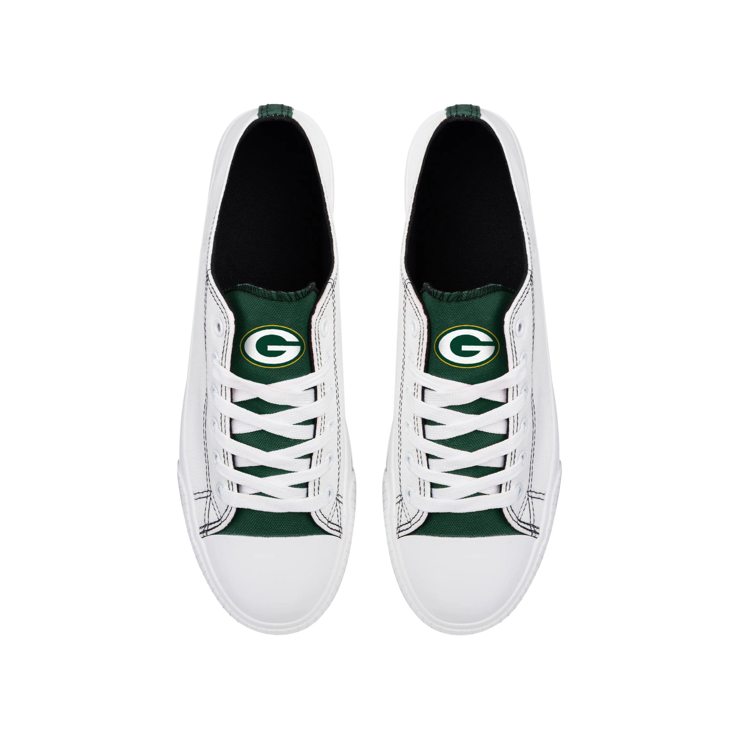 Green Bay Packers NFL Mens Low Top White Canvas Shoes - Image 3