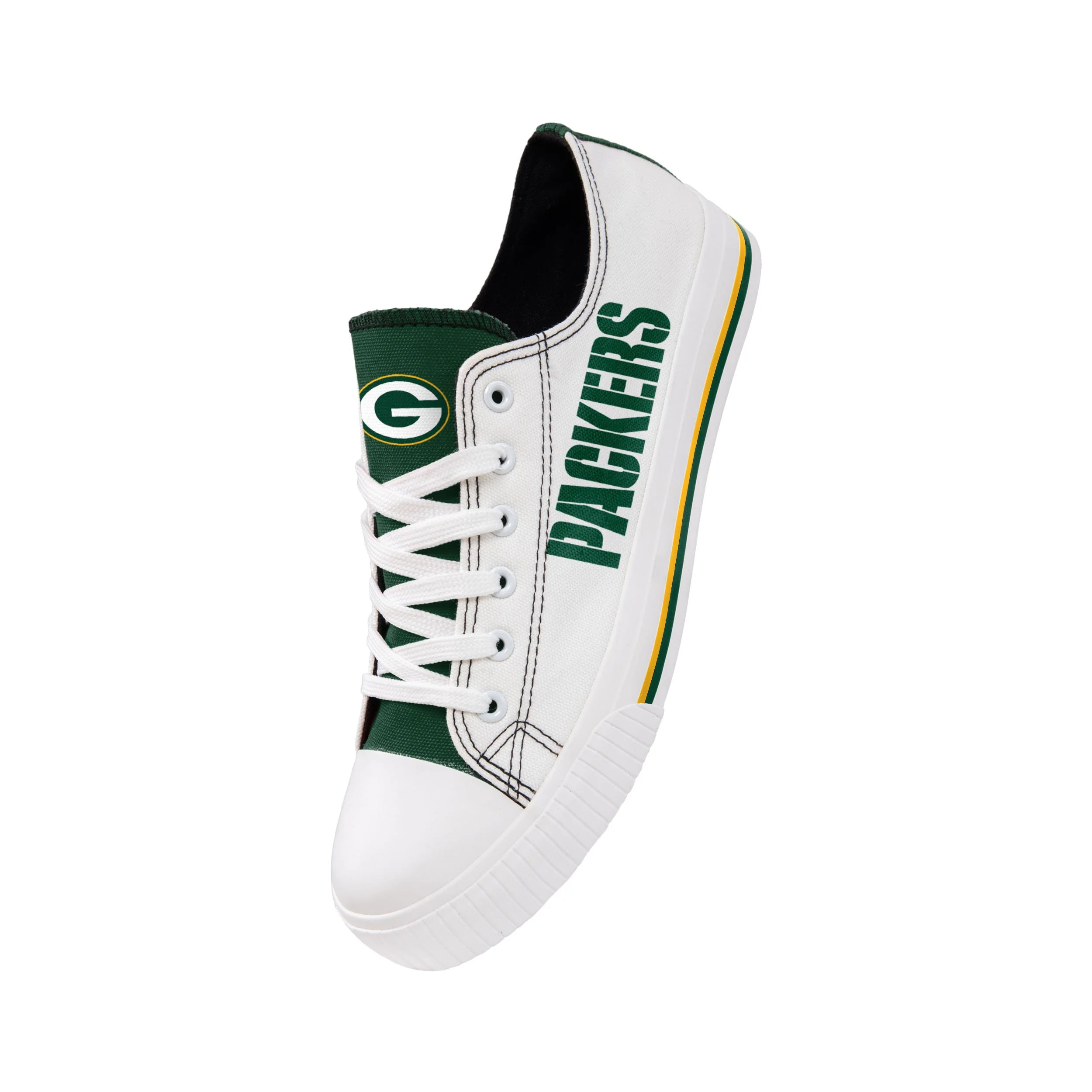 Green Bay Packers NFL Mens Low Top White Canvas Shoes - Image 4