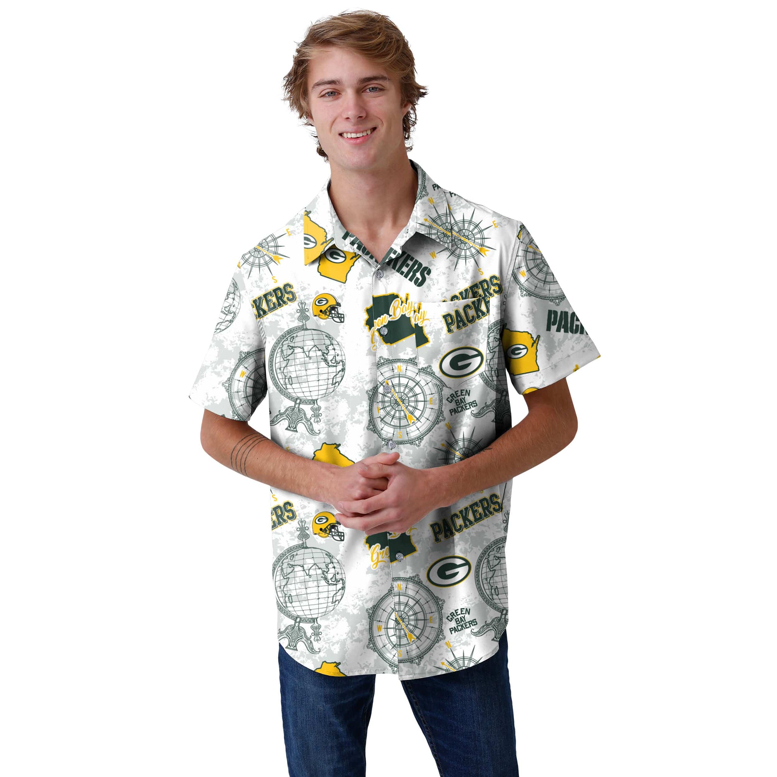 Green Bay Packers NFL Mens Mercader Button Up Shirt - Image 2