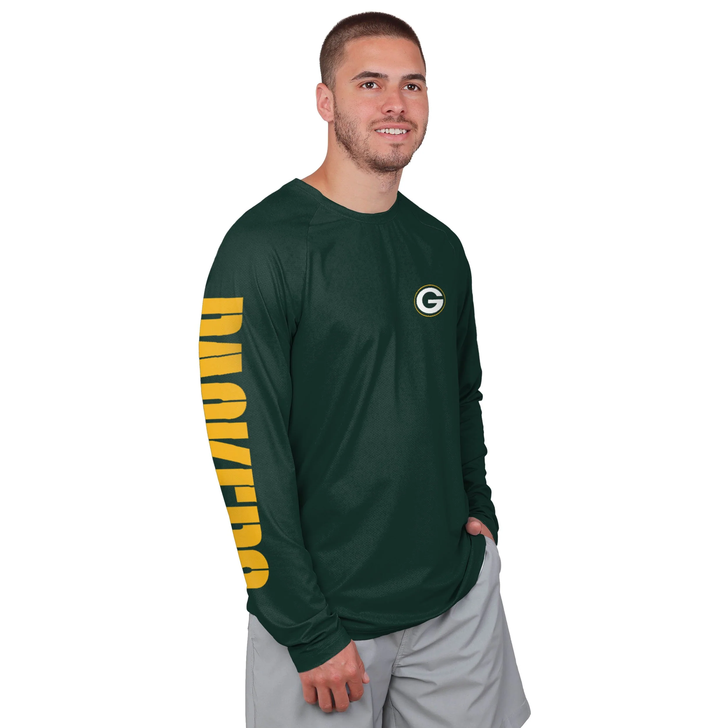 Green Bay Packers NFL Mens Rash Guard Long Sleeve Swim Shirt - Image 2