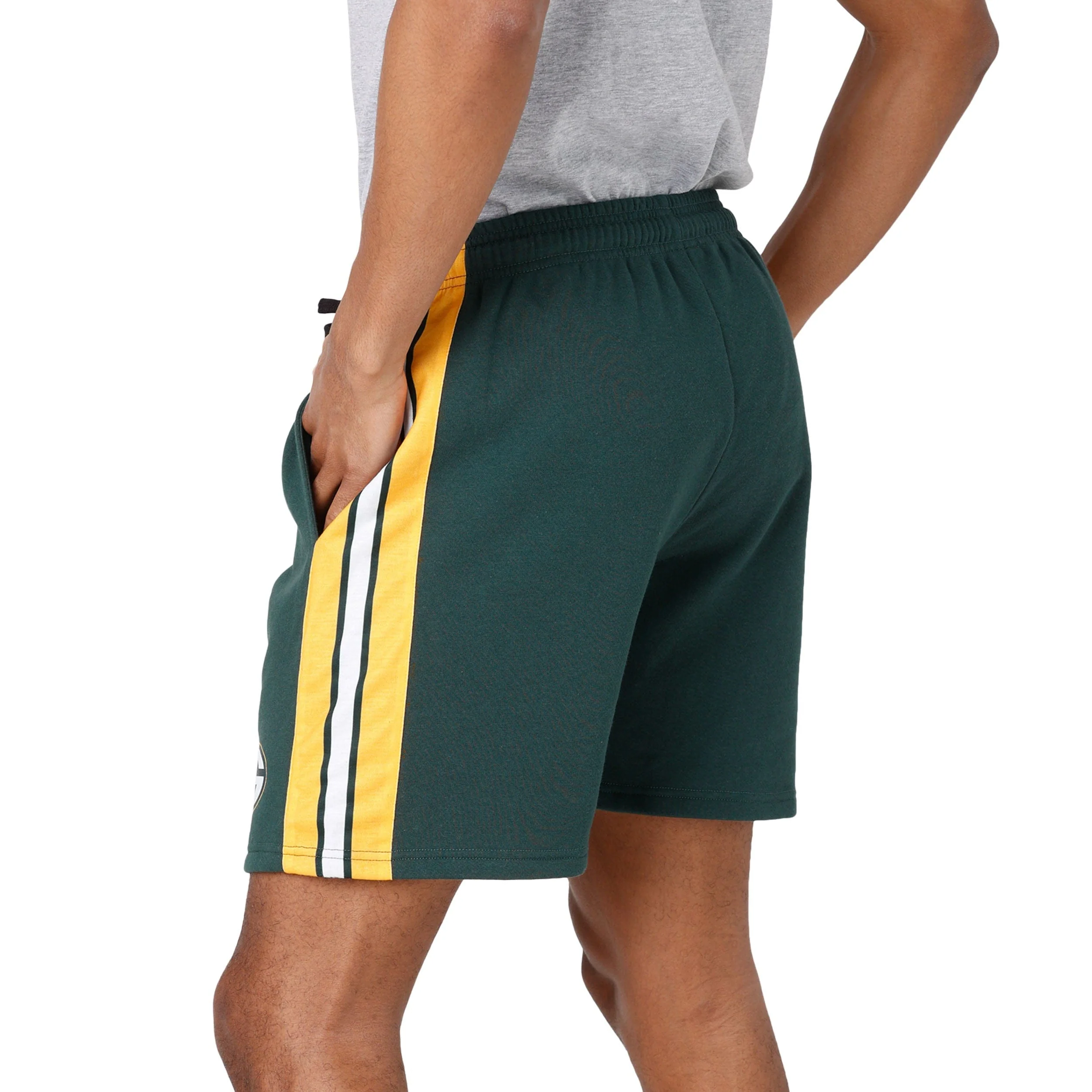 Green Bay Packers NFL Mens Side Stripe Fleece Shorts - Image 2
