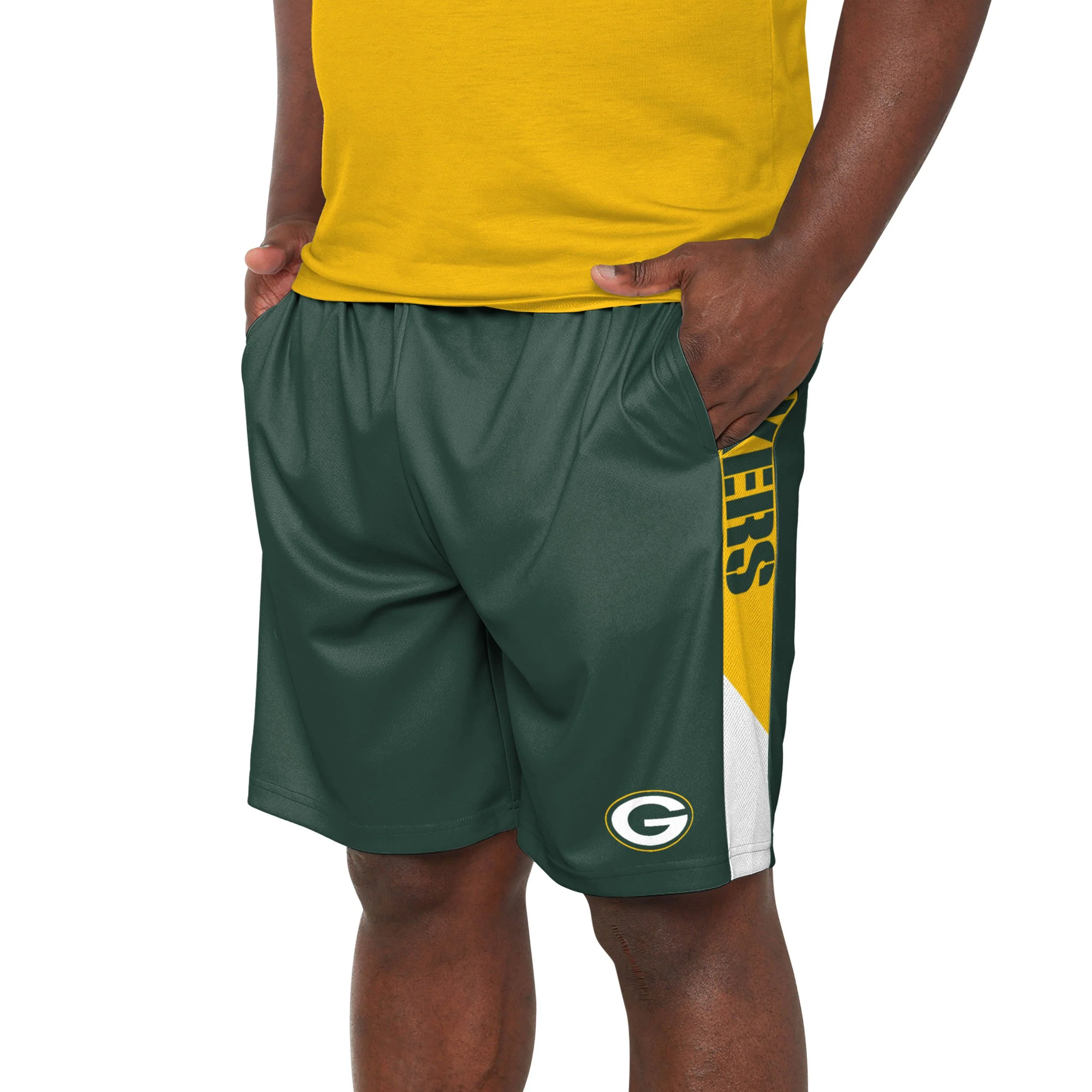 Green Bay Packers NFL Mens Side Stripe Training Shorts - Image 2
