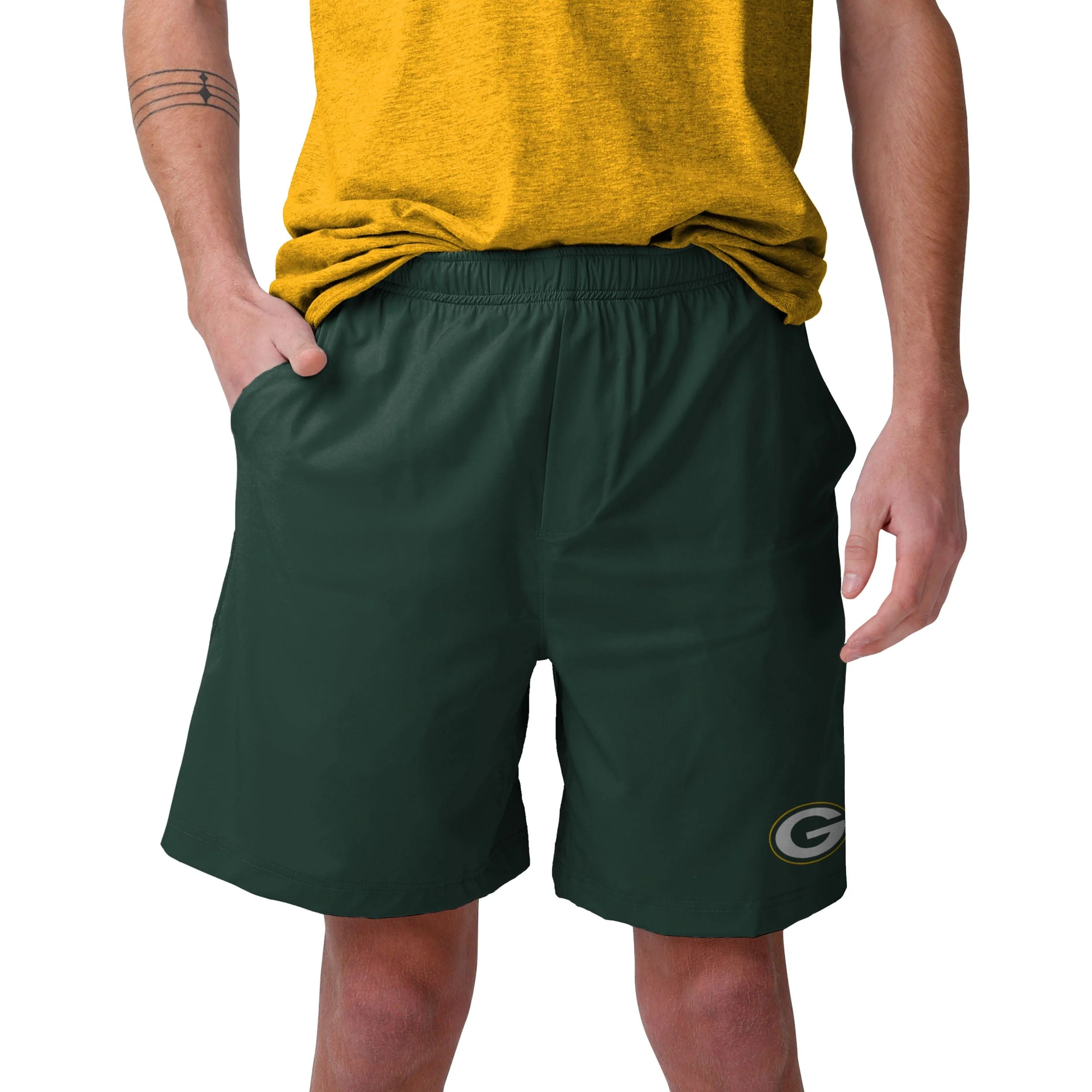 Green Bay Packers NFL Mens Solid Woven Shorts - Image 2