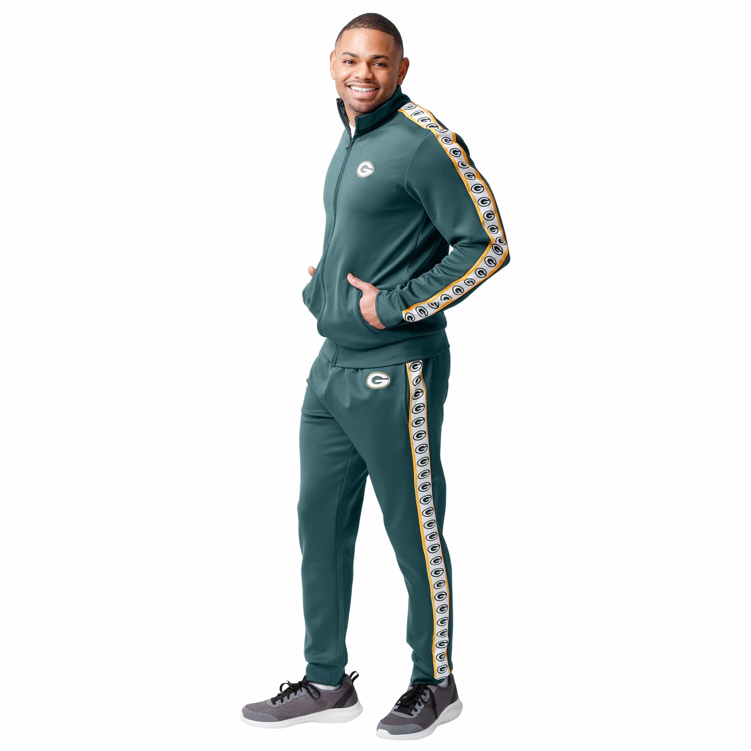 Green Bay Packers NFL Mens Stripe Logo Track Pants - Image 5