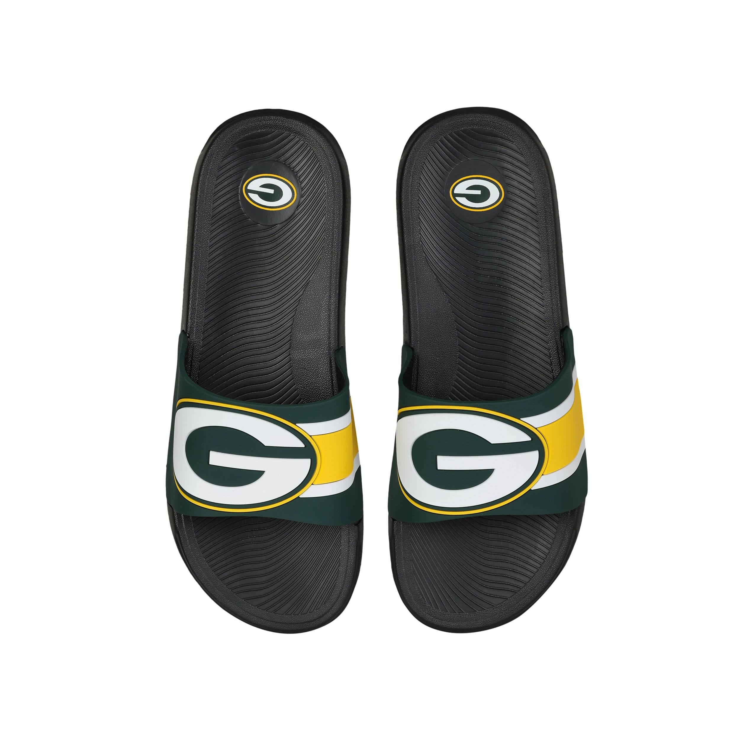 Green Bay Packers NFL Mens Striped Big Logo Raised Slide - Image 2