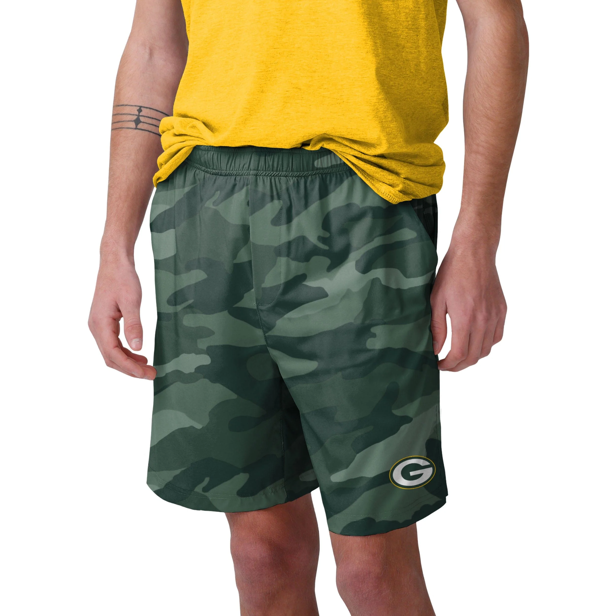 Green Bay Packers NFL Mens Tonal Camo Woven Shorts - Image 2