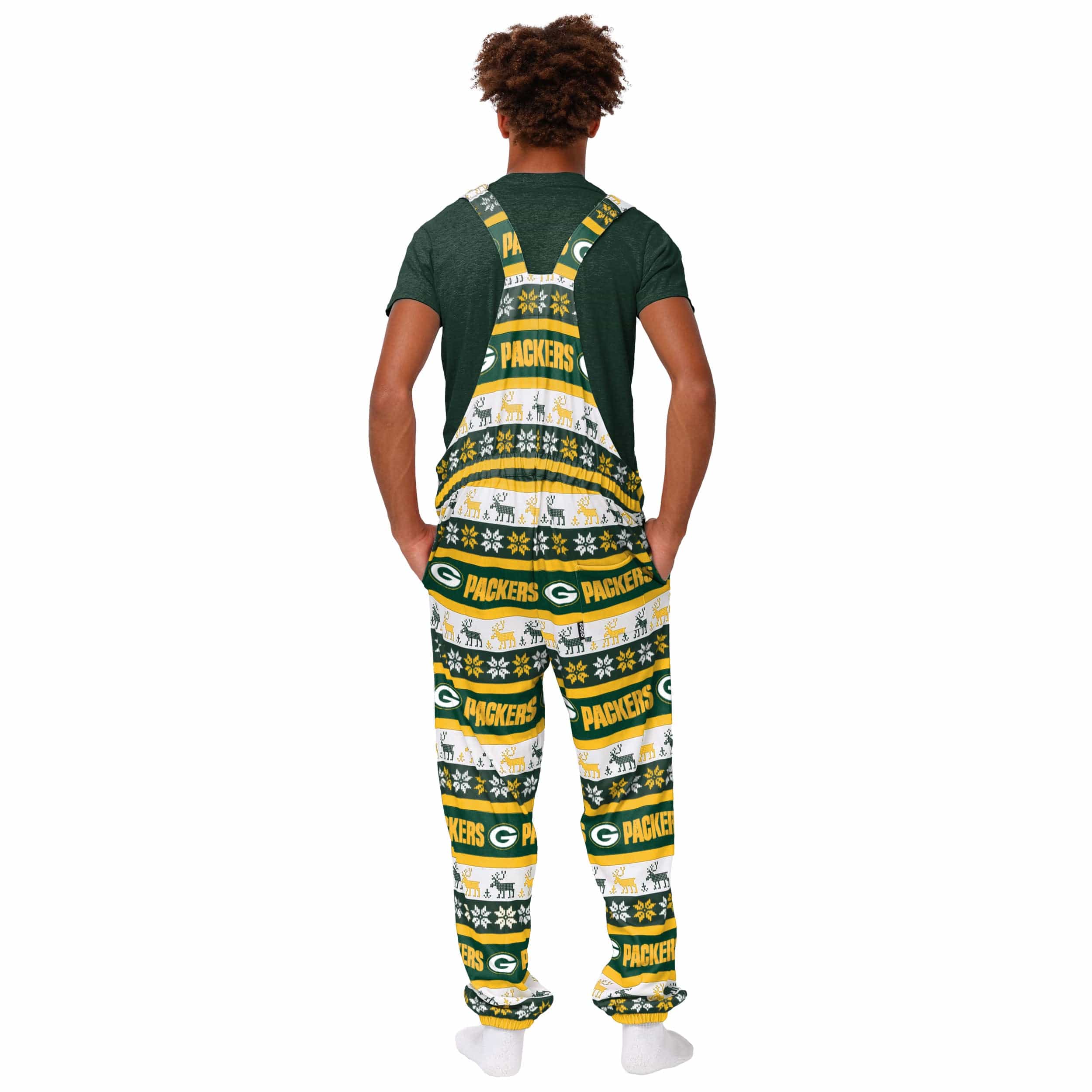 Green Bay Packers NFL Mens Ugly Home Gating Bib Overalls - Image 2