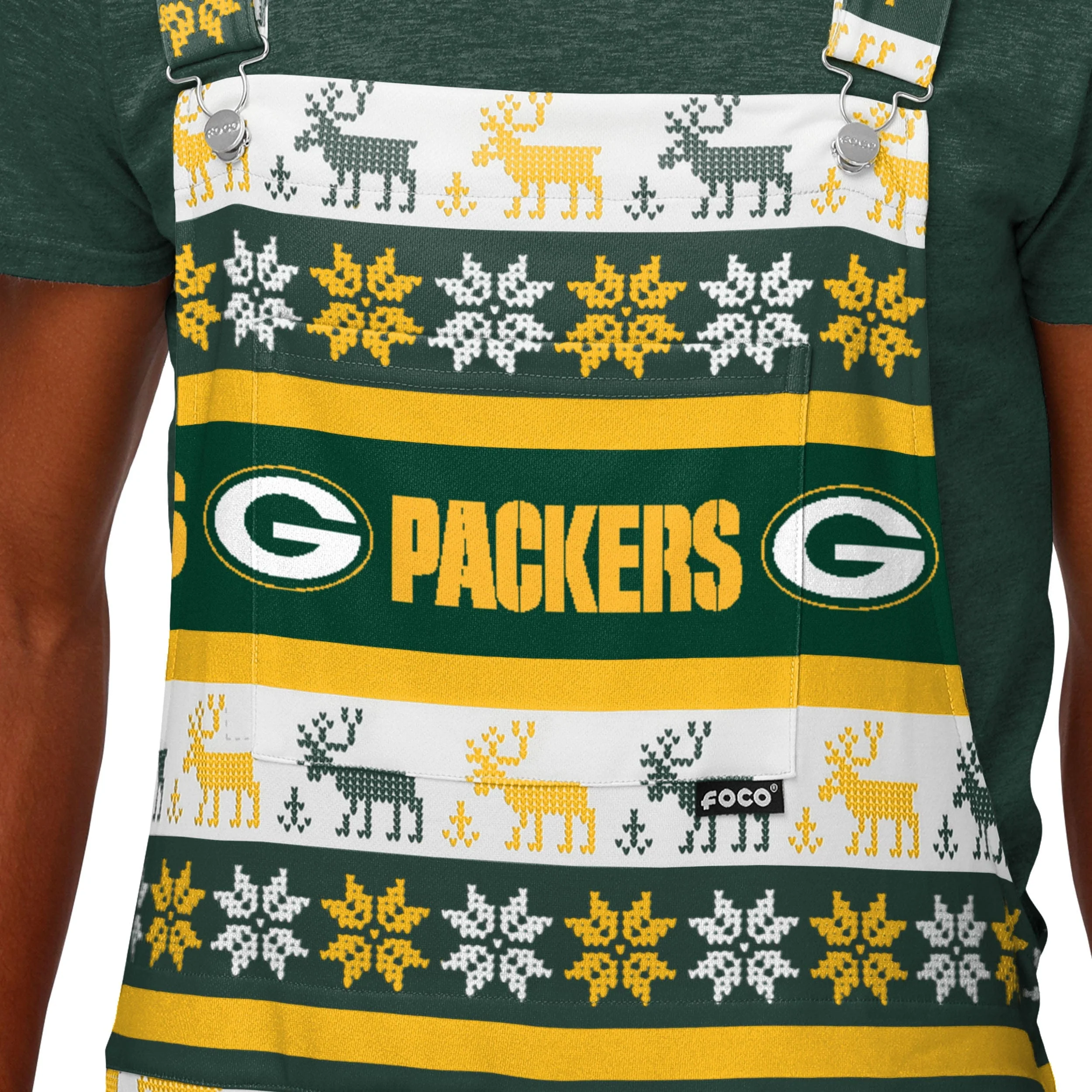 Green Bay Packers NFL Mens Ugly Home Gating Bib Overalls - Image 4