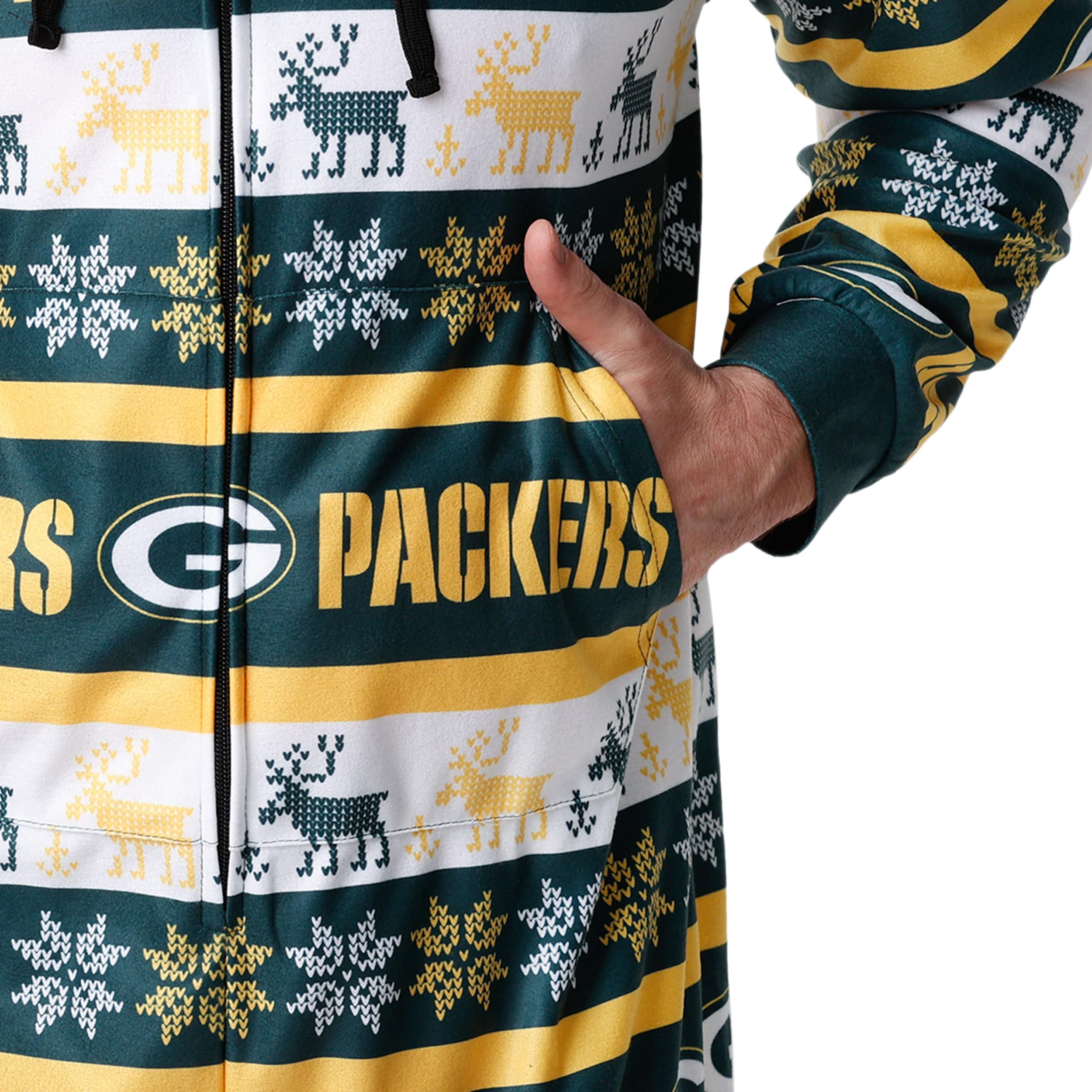 Green Bay Packers NFL Mens Ugly Short One Piece Pajamas - Image 4