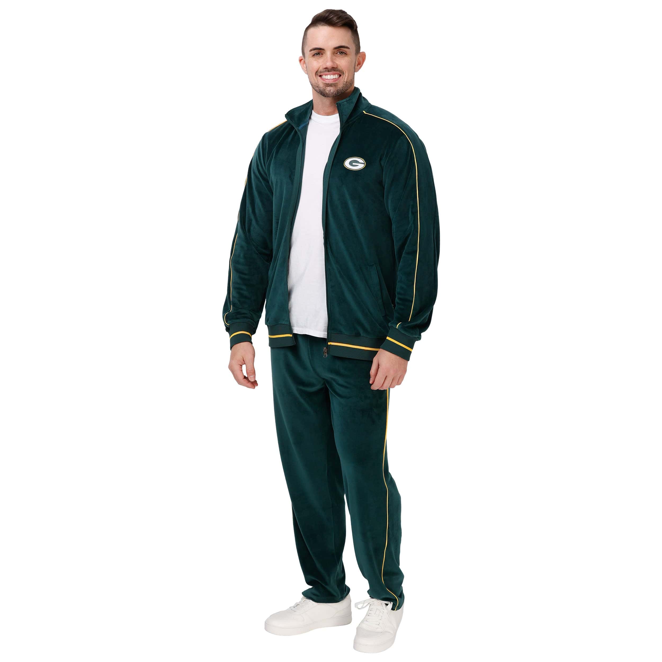 Green Bay Packers NFL Mens Velour Zip Up Top - Image 5