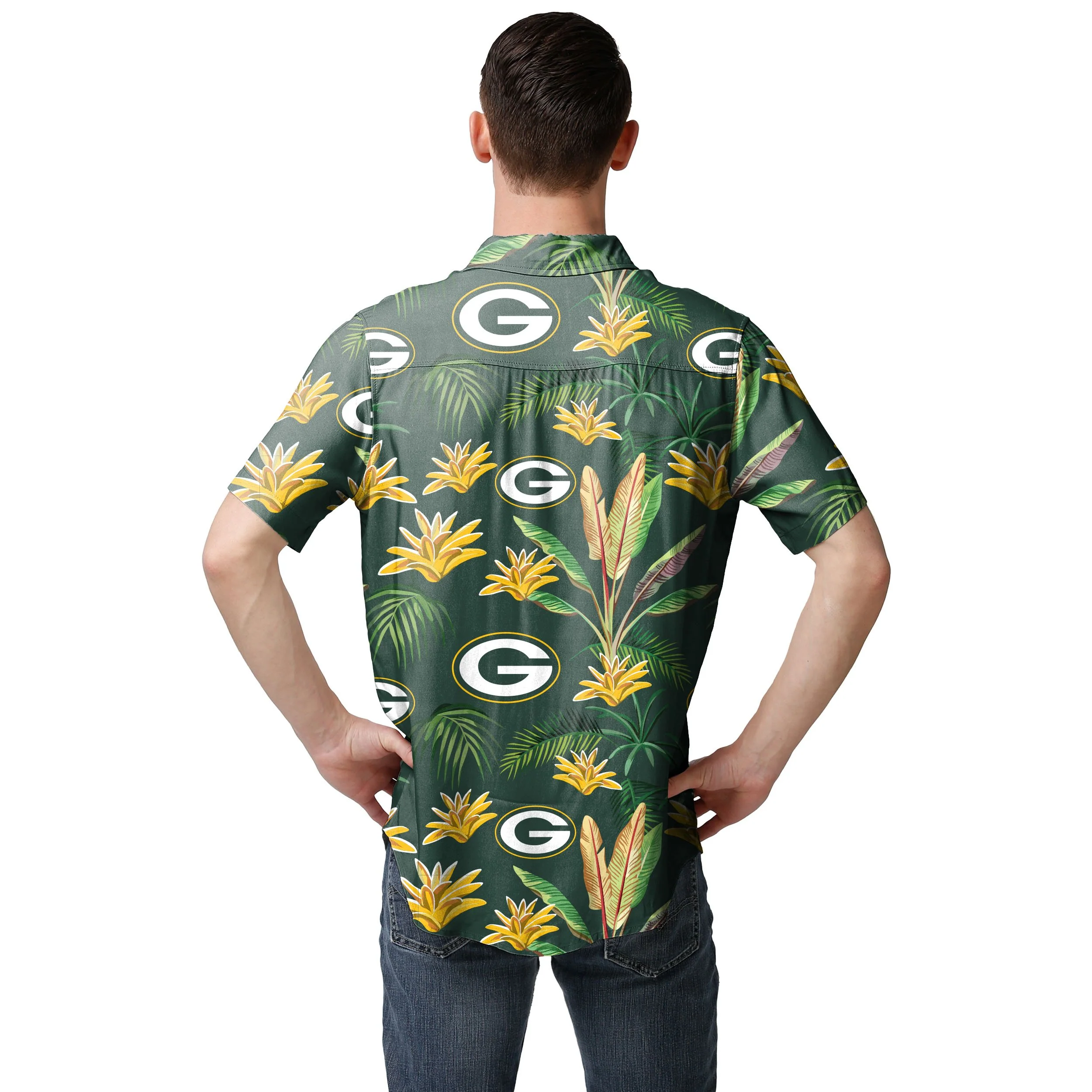 Green Bay Packers NFL Mens Victory Vacay Button Up Shirt - Image 3