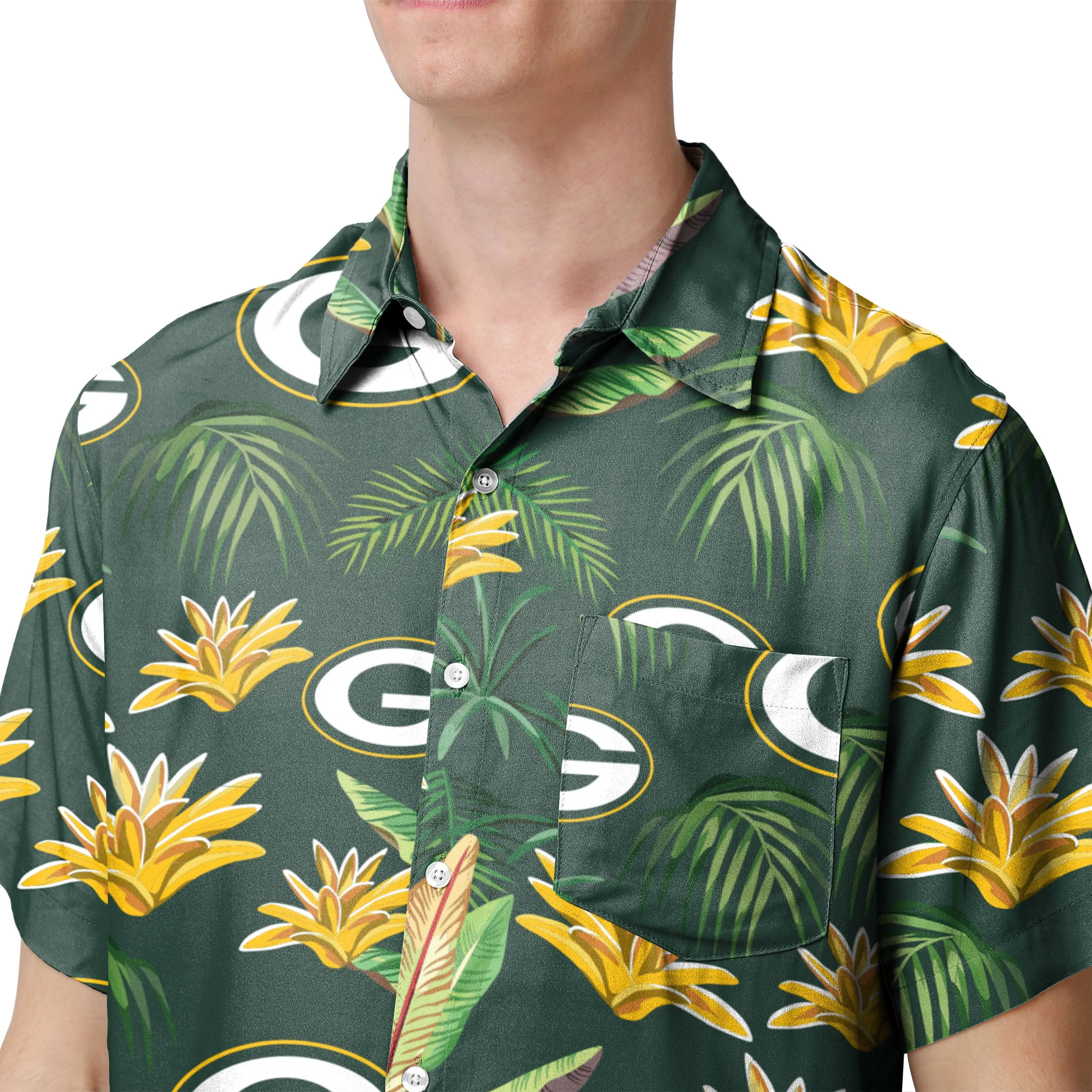 Green Bay Packers NFL Mens Victory Vacay Button Up Shirt - Image 4