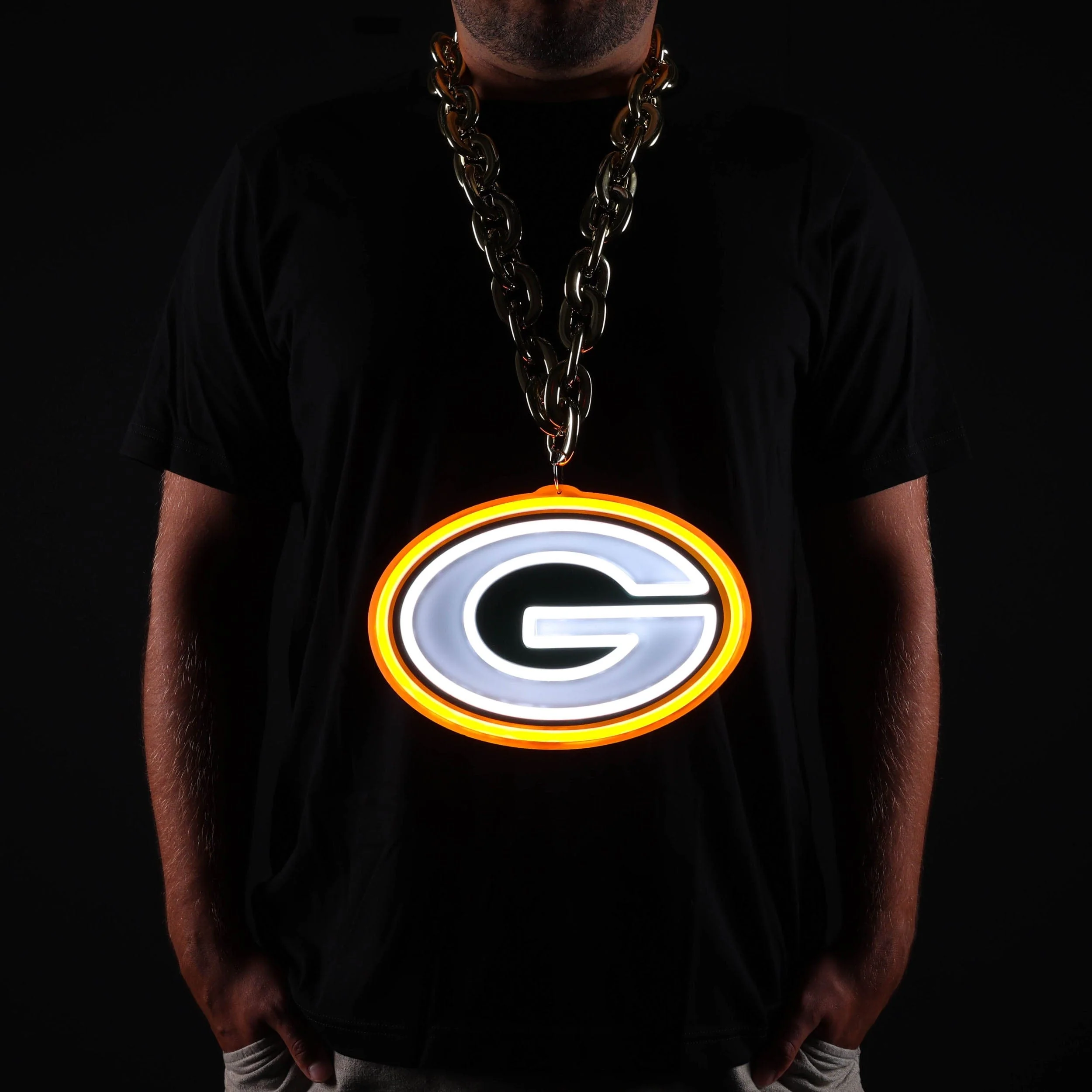 Green Bay Packers NFL Neon Light Up Big Logo Chain - Image 3