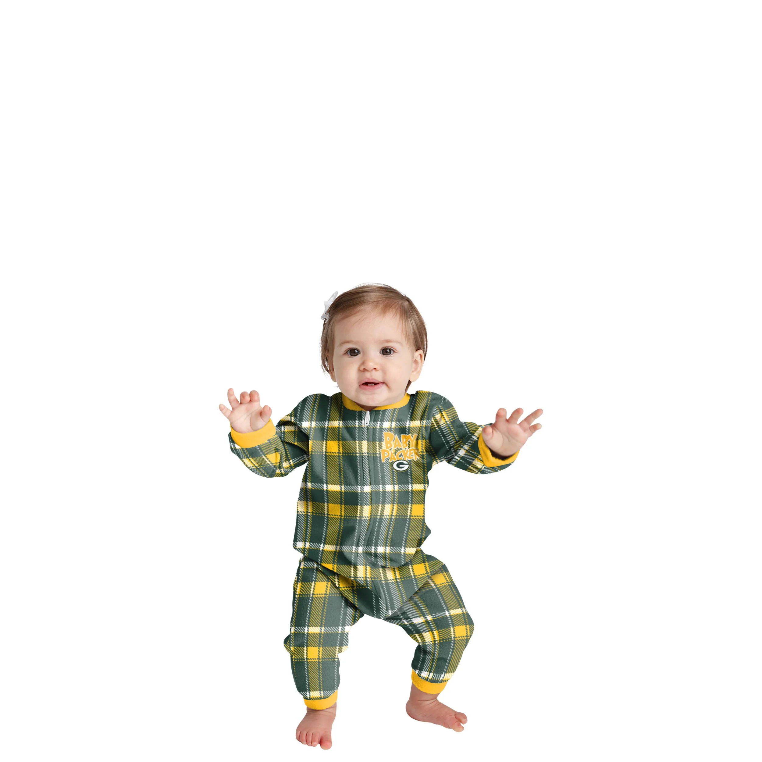 Green Bay Packers NFL Plaid Family Holiday Pajamas - Image 2