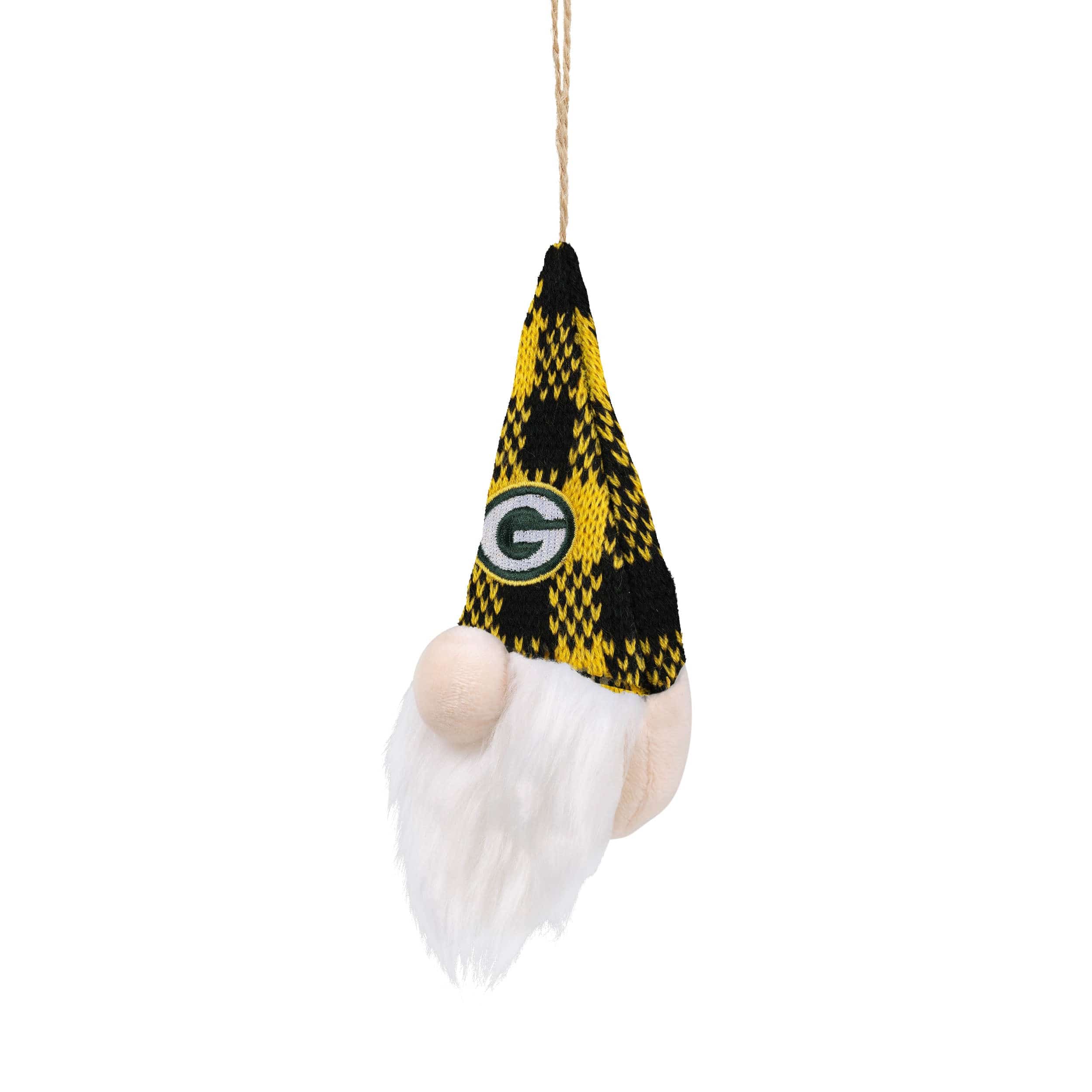 Green Bay Packers NFL Plaid Hat Plush Gnome Ornament - Image 2