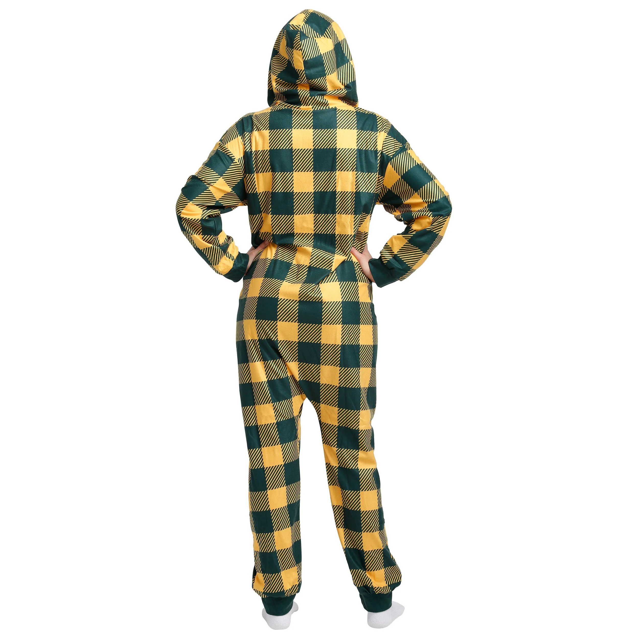 Green Bay Packers NFL Plaid One Piece Pajamas - Image 2