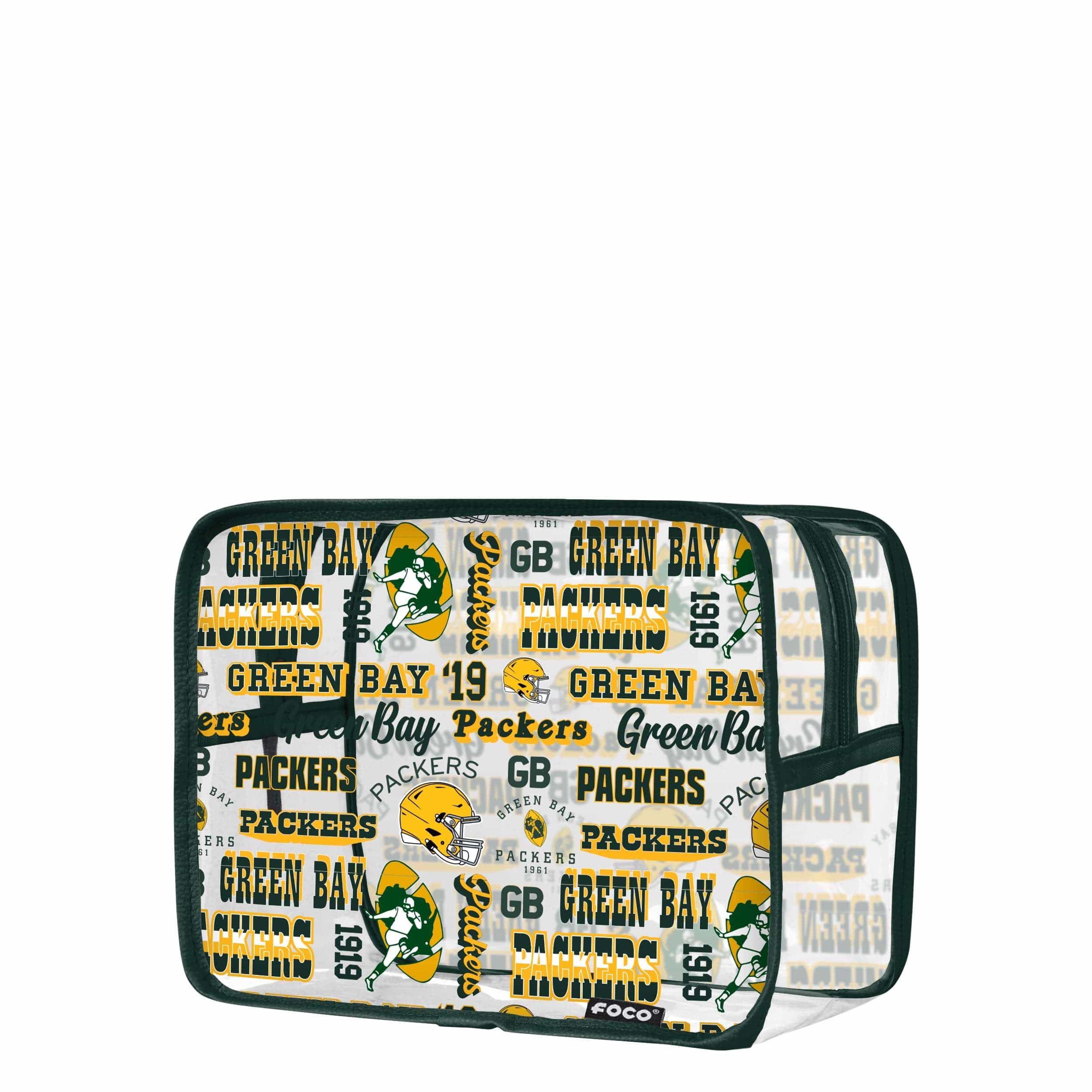 Green Bay Packers NFL Repeat Retro Print Clear Cosmetic Bag