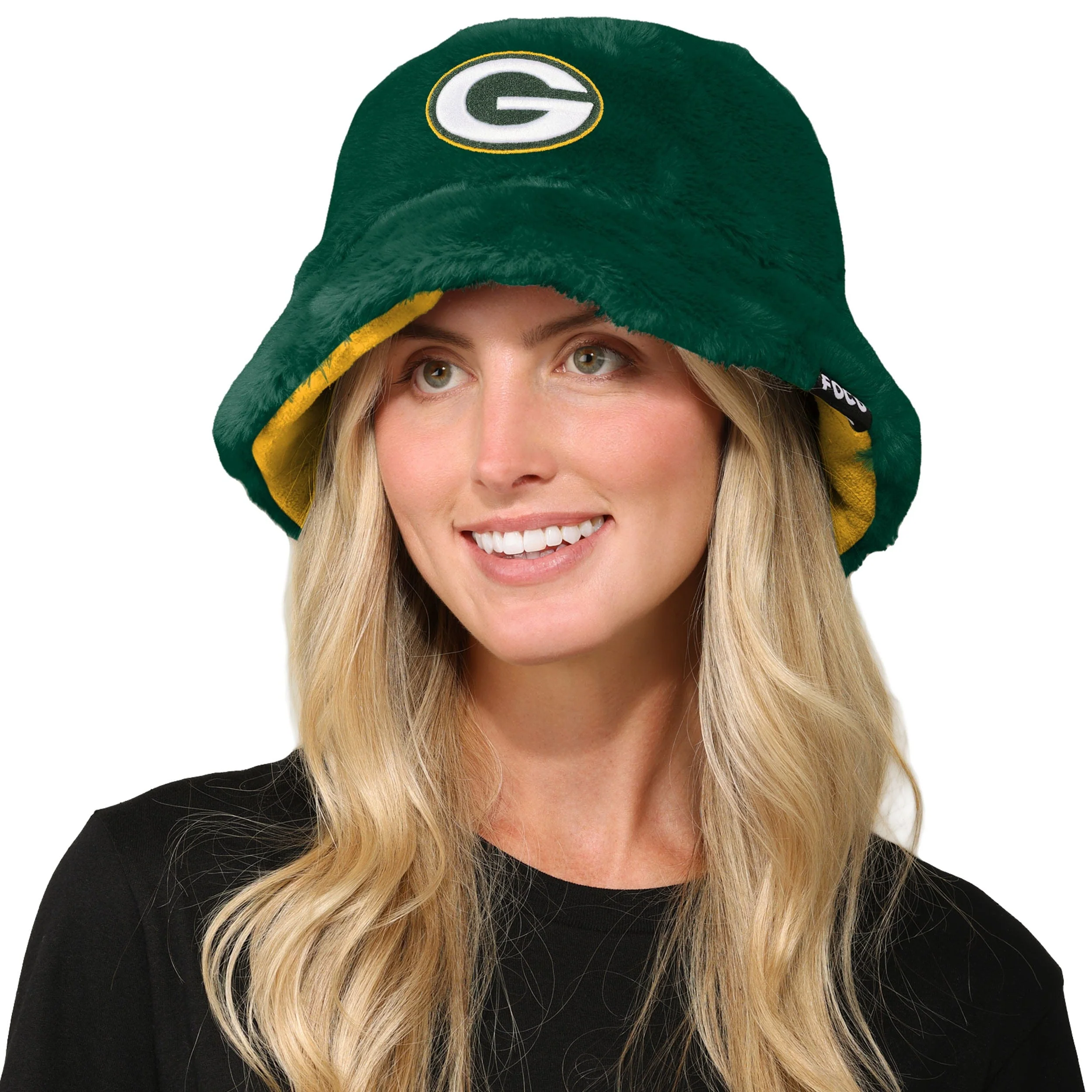 Green Bay Packers NFL Reversible Faux Fur Bucket Hat - Image 2