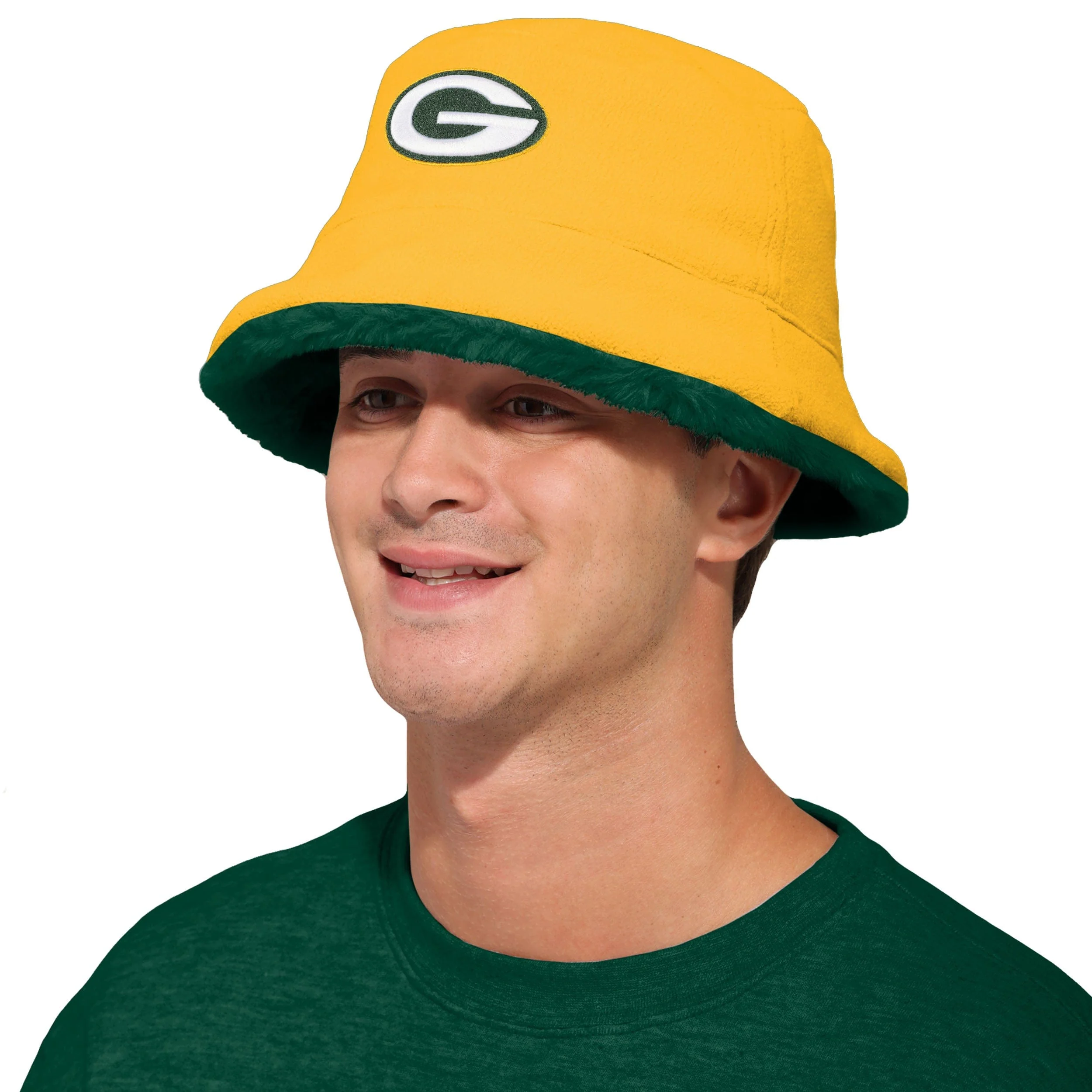 Green Bay Packers NFL Reversible Faux Fur Bucket Hat - Image 3