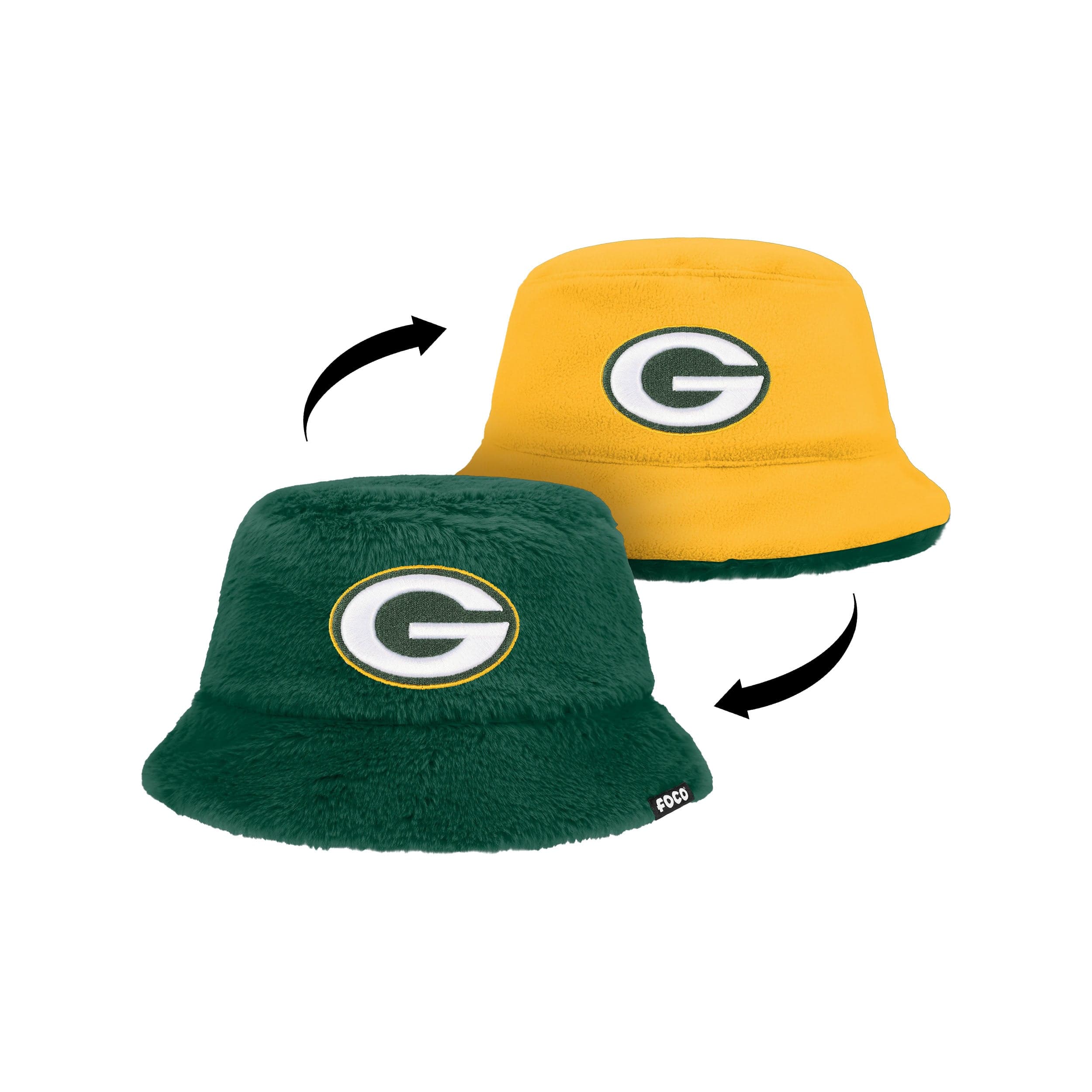 Green Bay Packers NFL Reversible Faux Fur Bucket Hat - Image 4