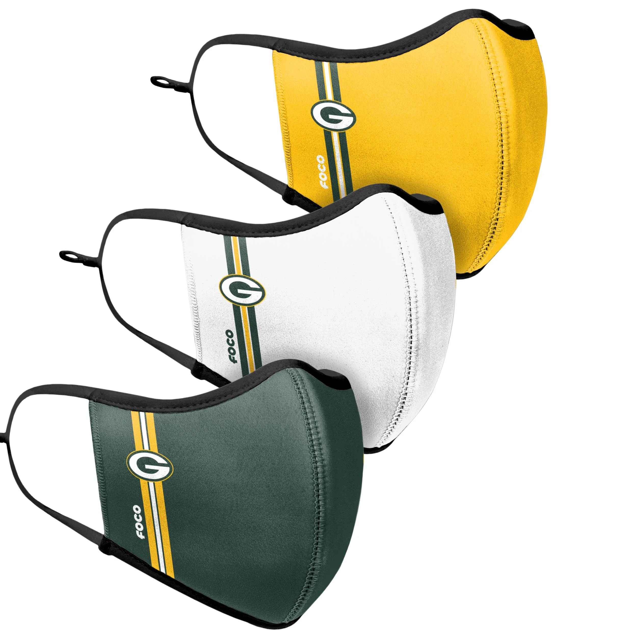 Green Bay Packers NFL Sport 3 Pack Face Cover - Image 3