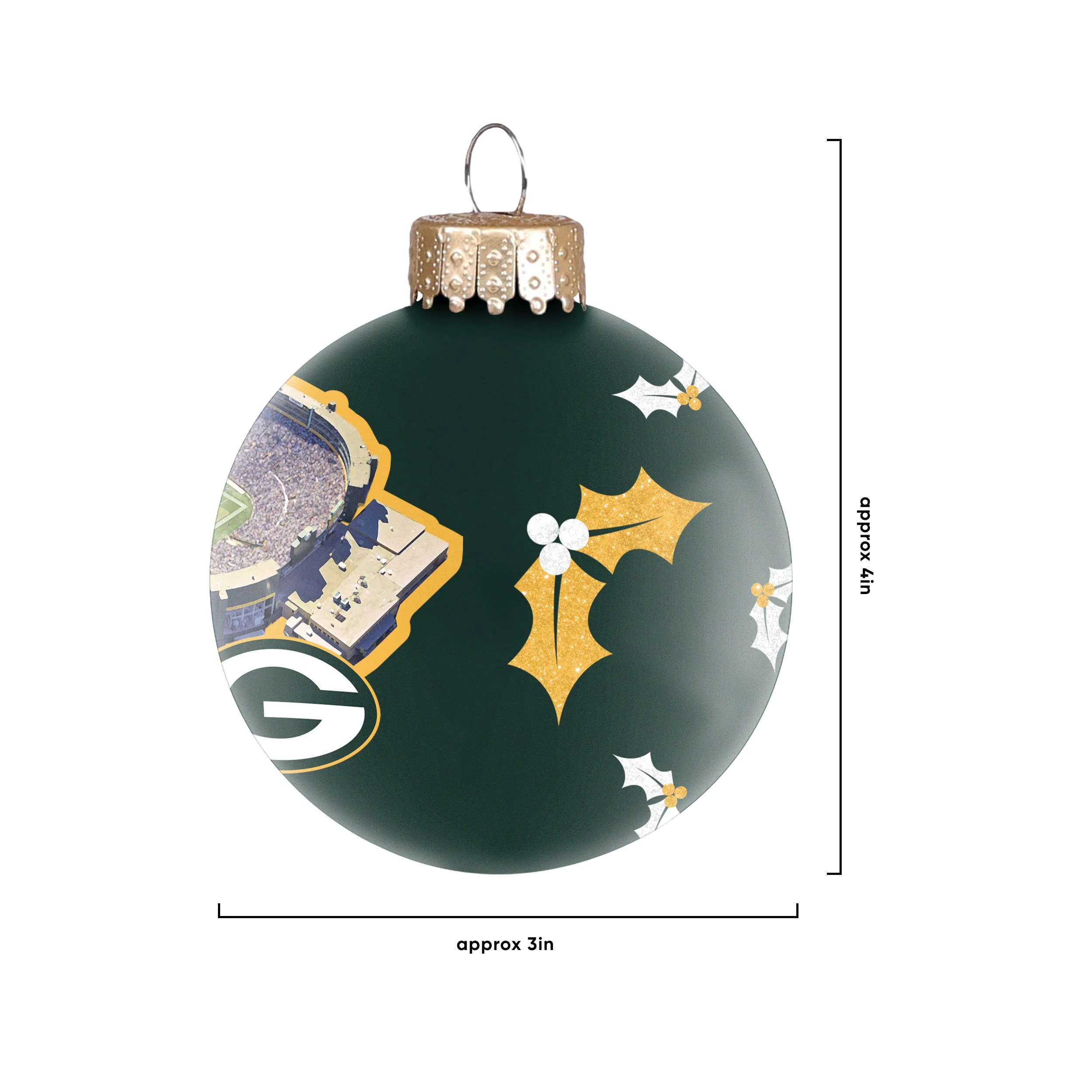 Green Bay Packers NFL Stadium Print Glass Ball Ornament - Image 4