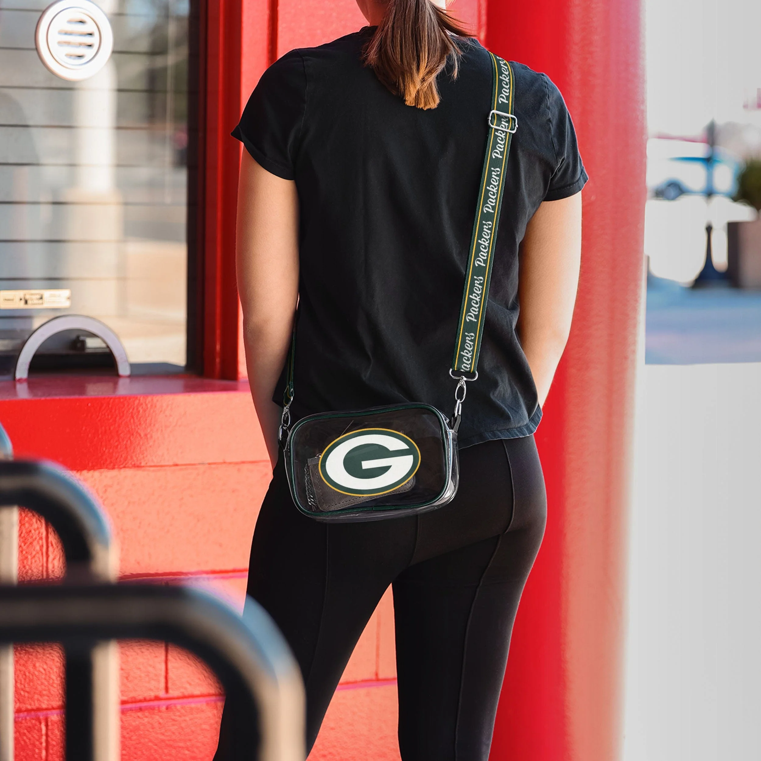 Green Bay Packers NFL Team Stripe Clear Crossbody Bag - Image 3